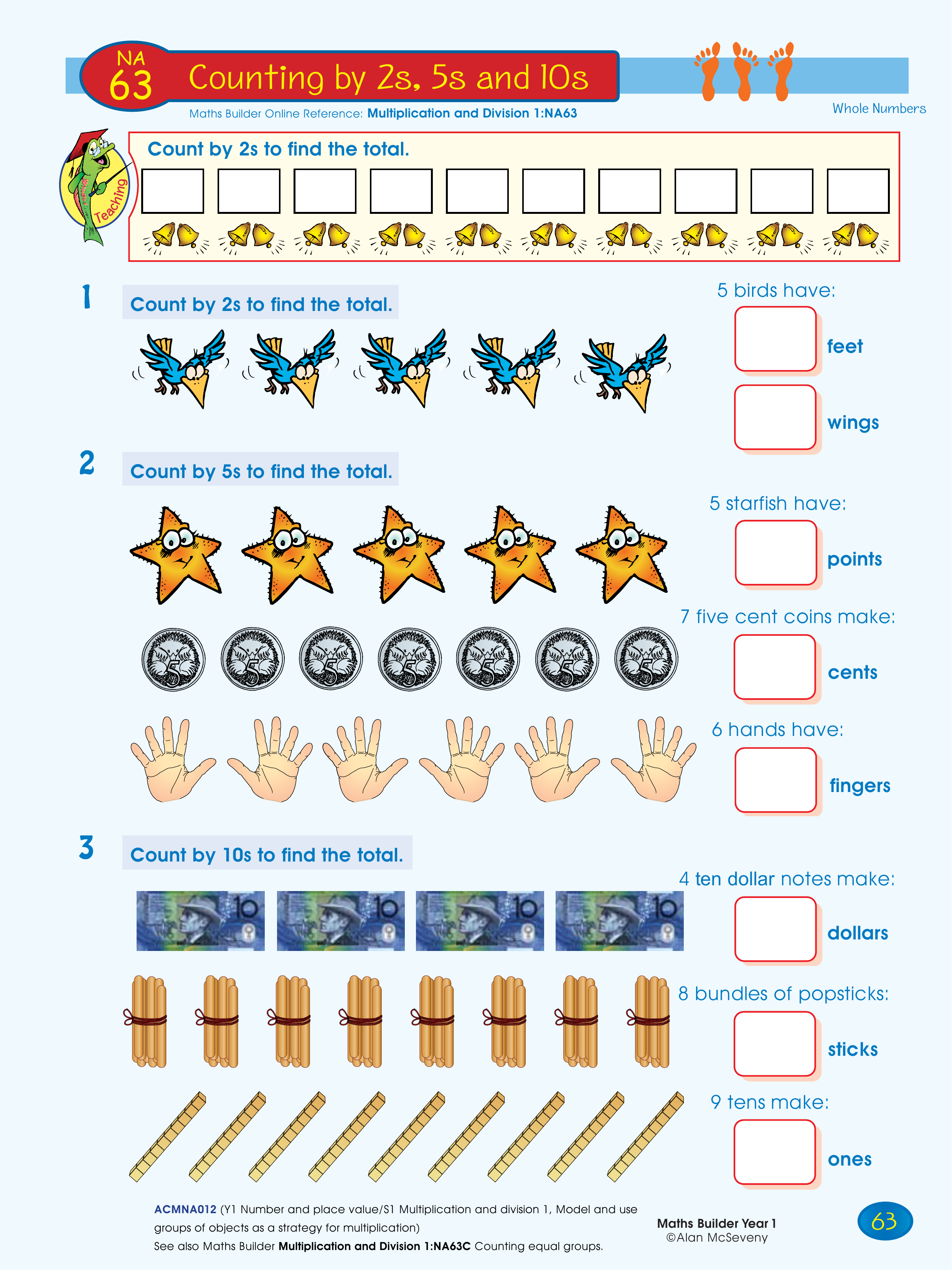 Counting by 2s, 5s and 10s — worksheet preview