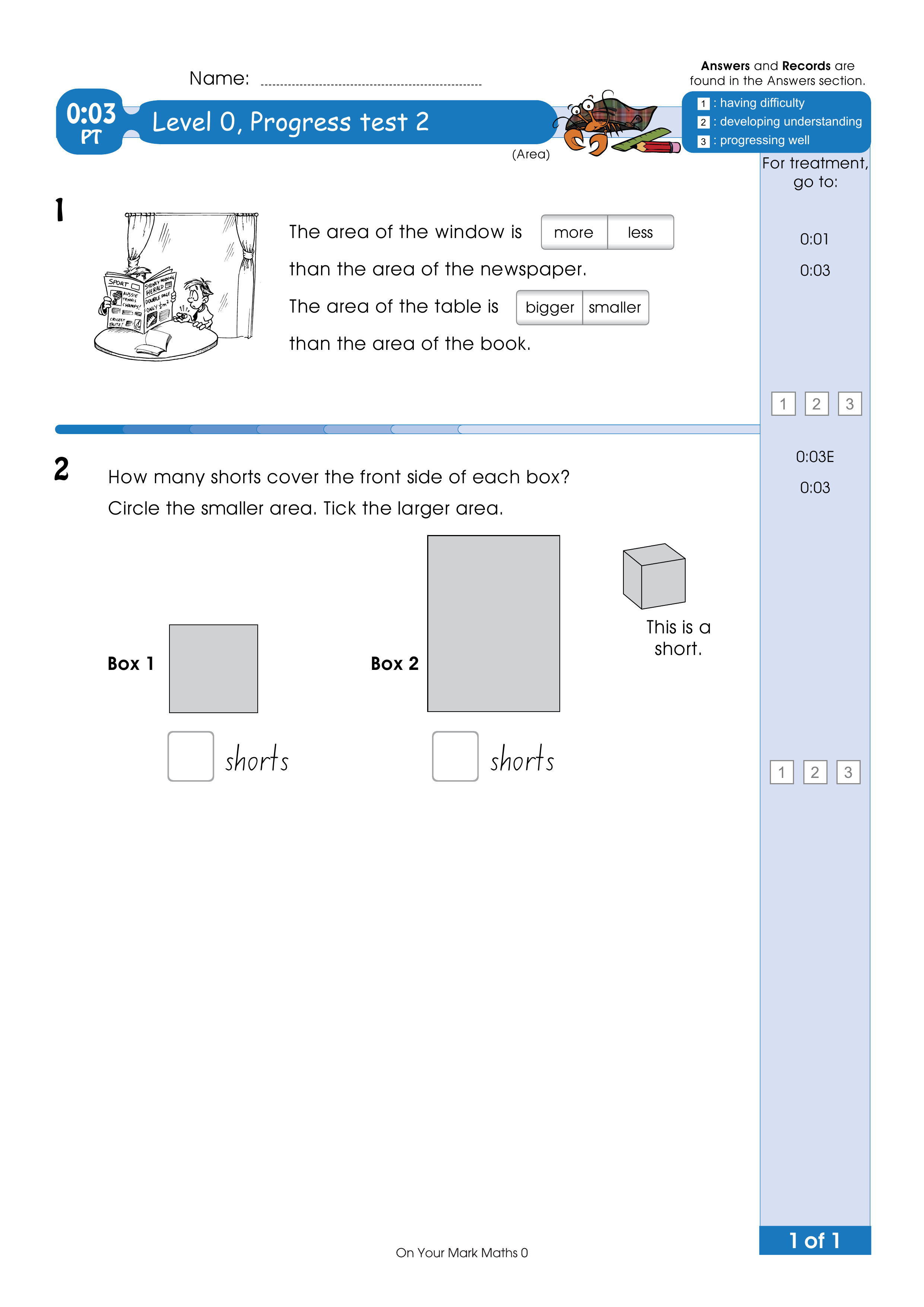 Progress test — worksheet preview