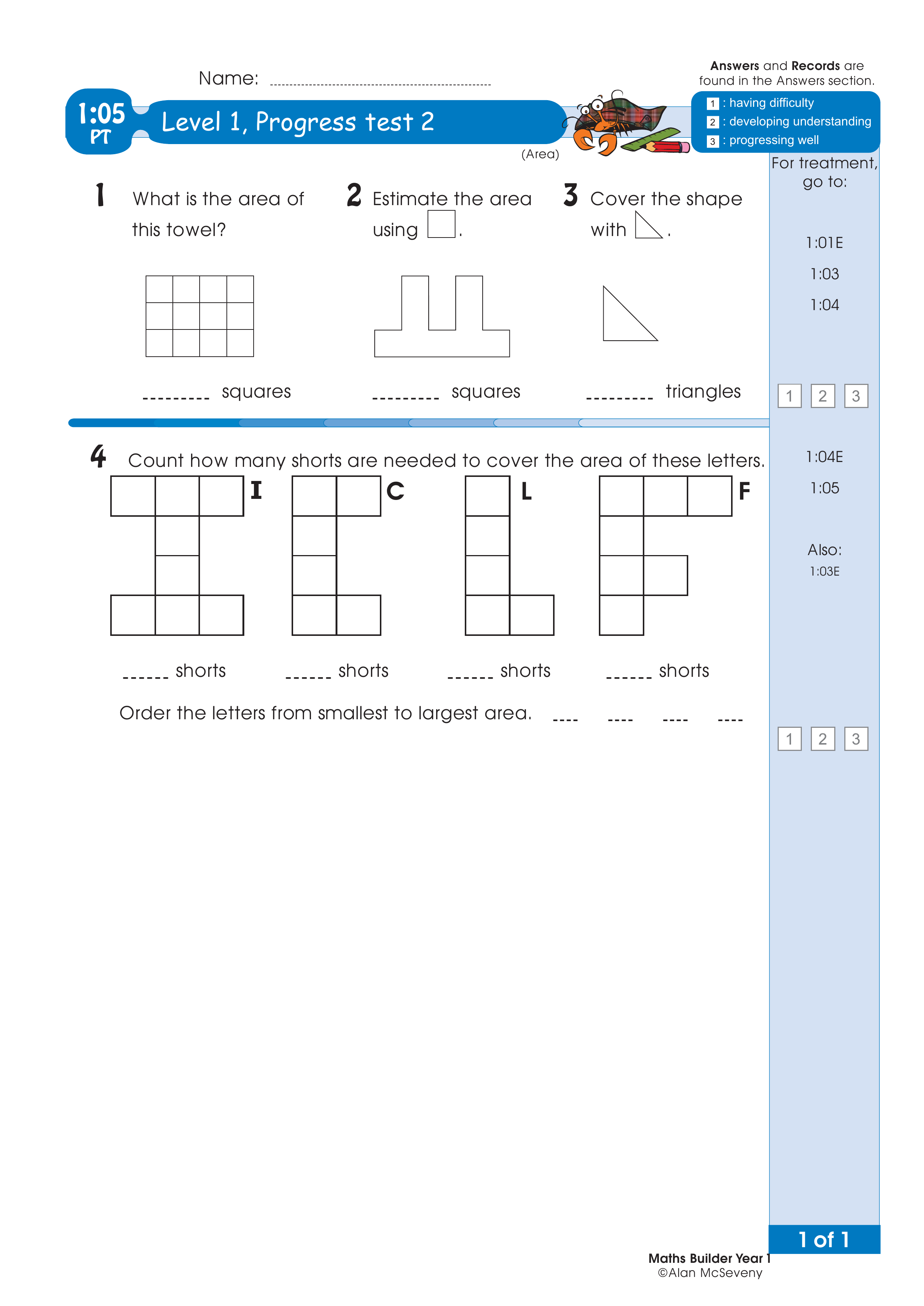 Progress test — worksheet preview