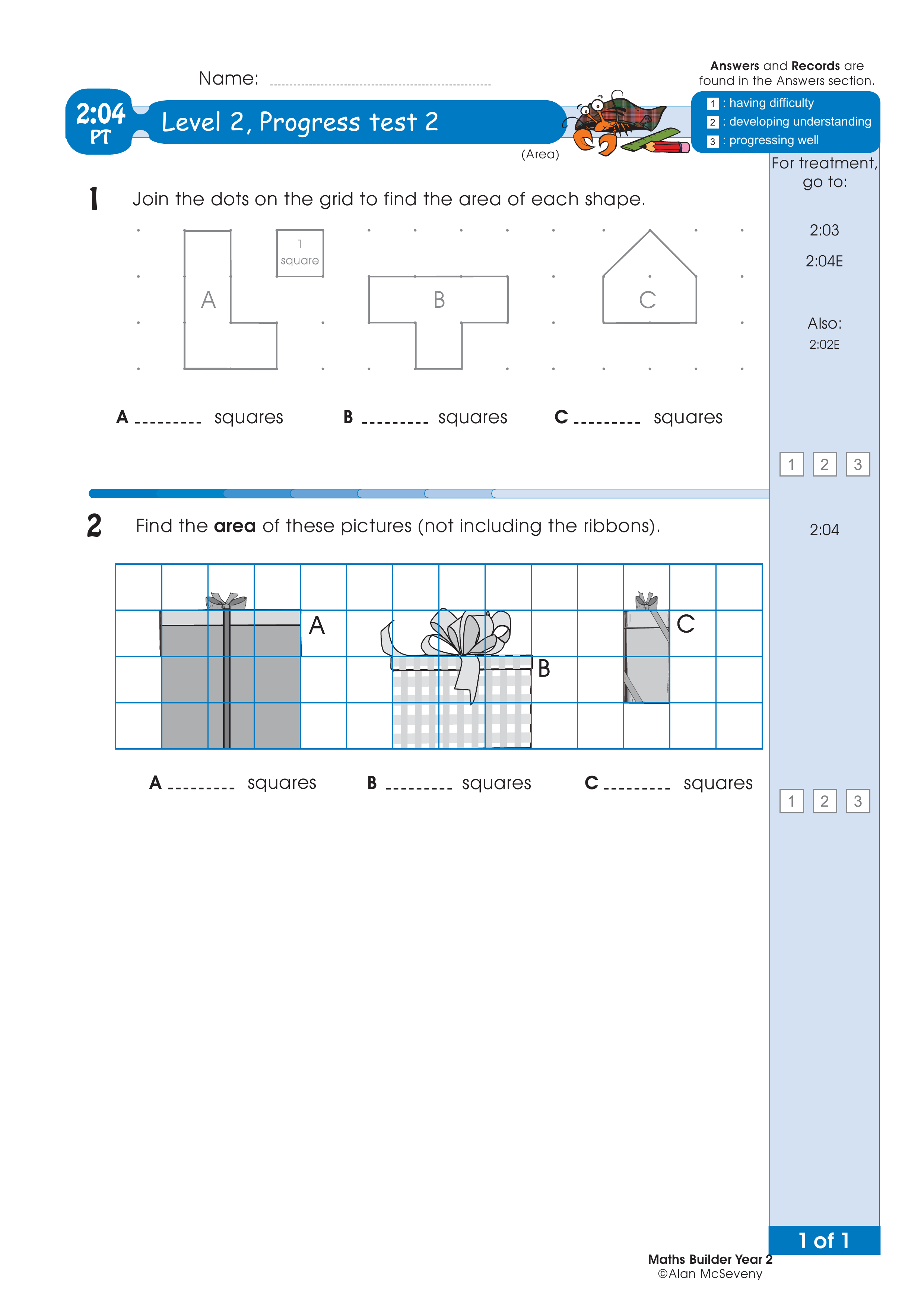 Progress test — worksheet preview