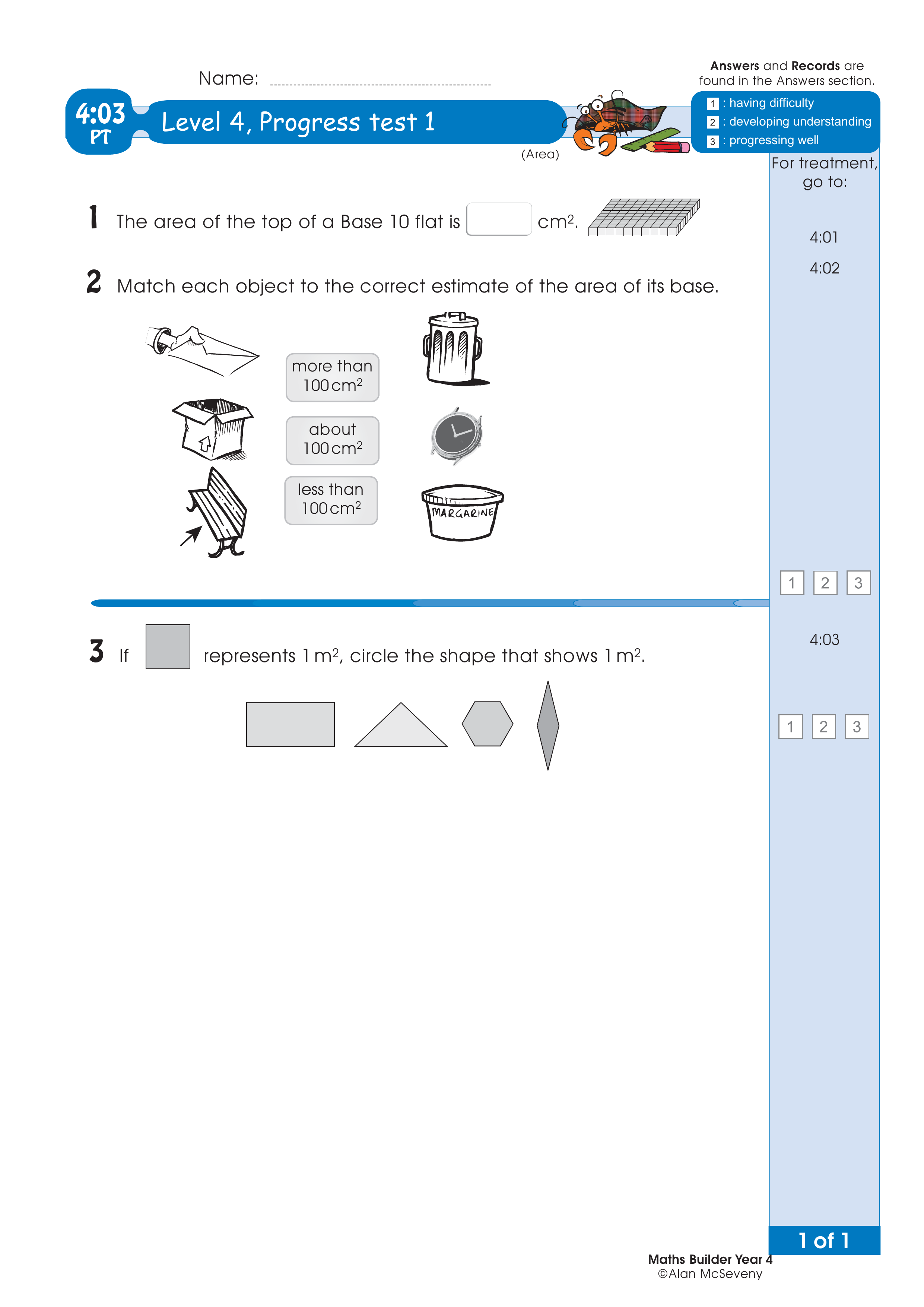 Progress test — worksheet preview