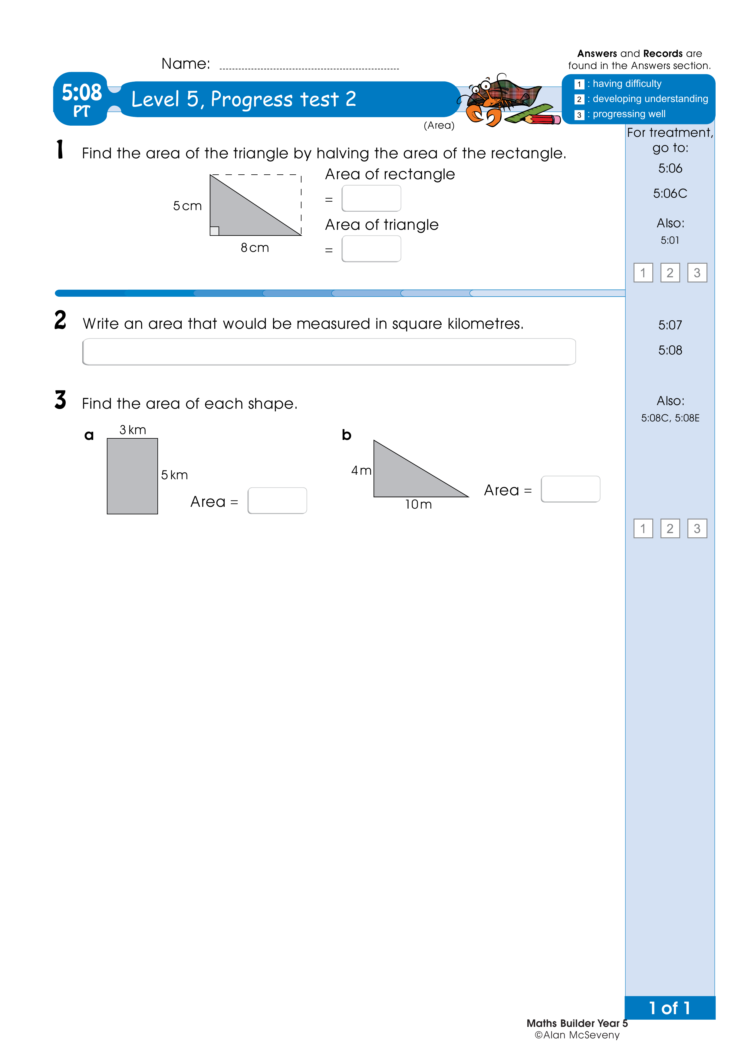 Progress test — worksheet preview