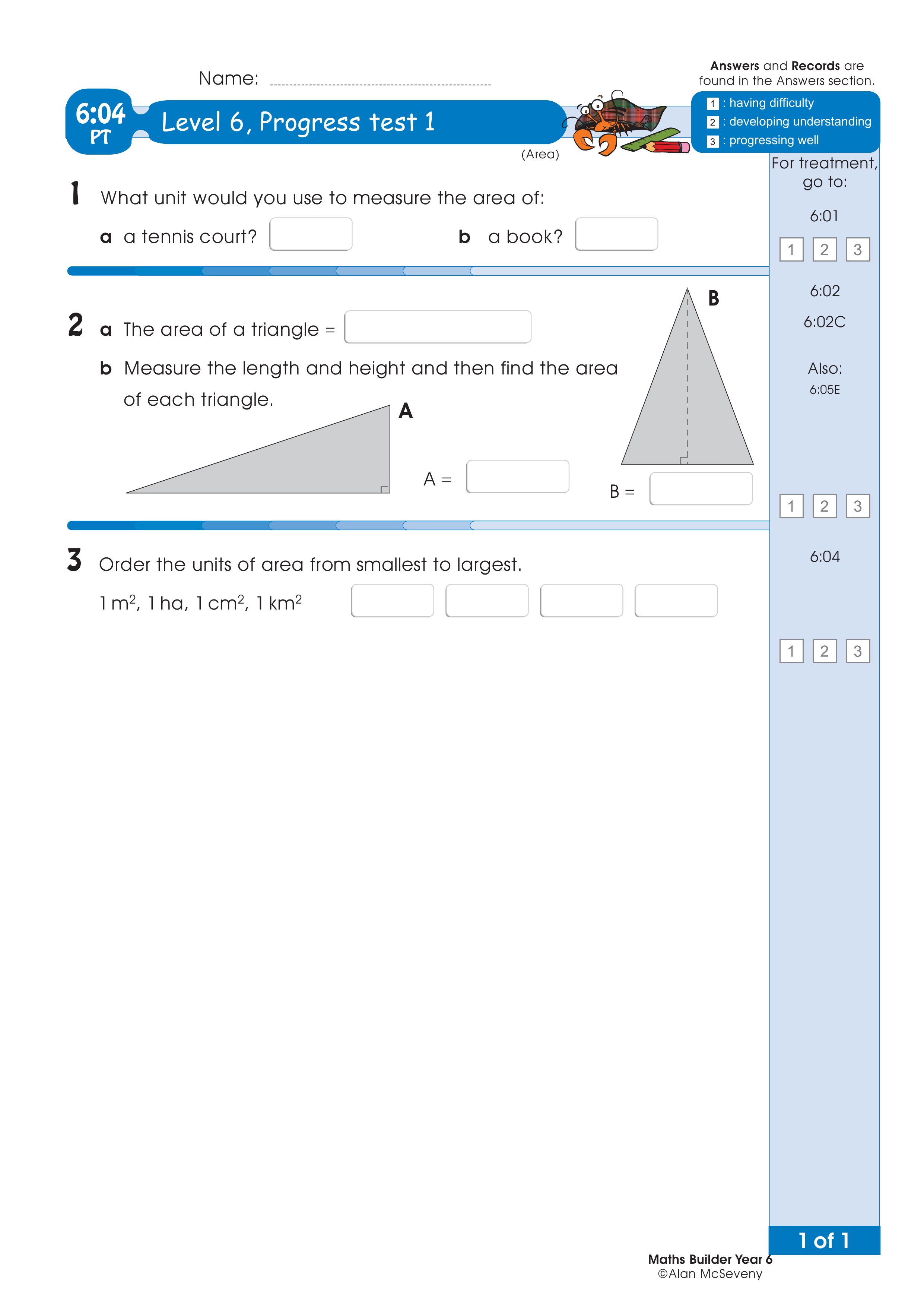 Progress test — worksheet preview