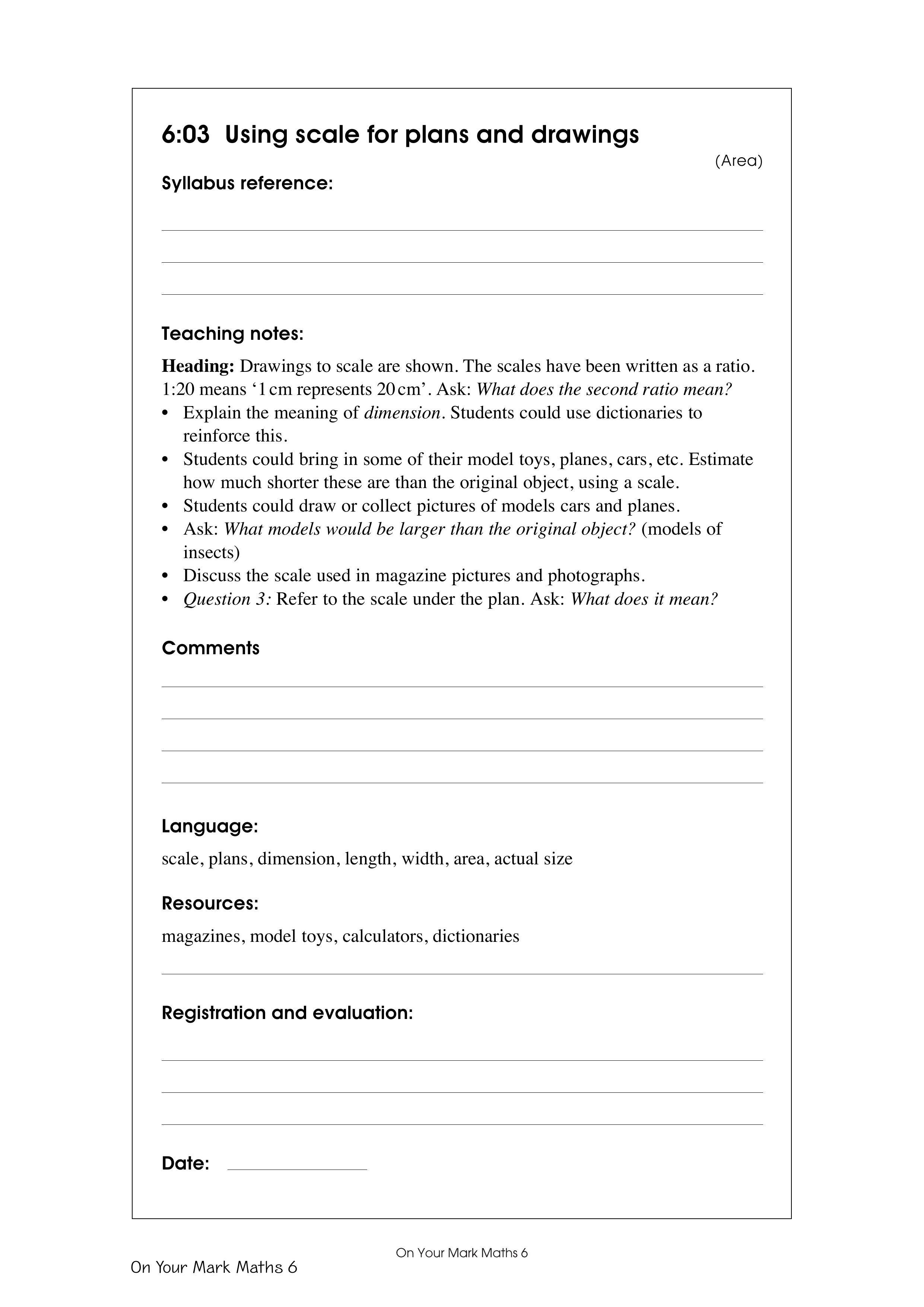 Using scale for plans and drawings — worksheet preview