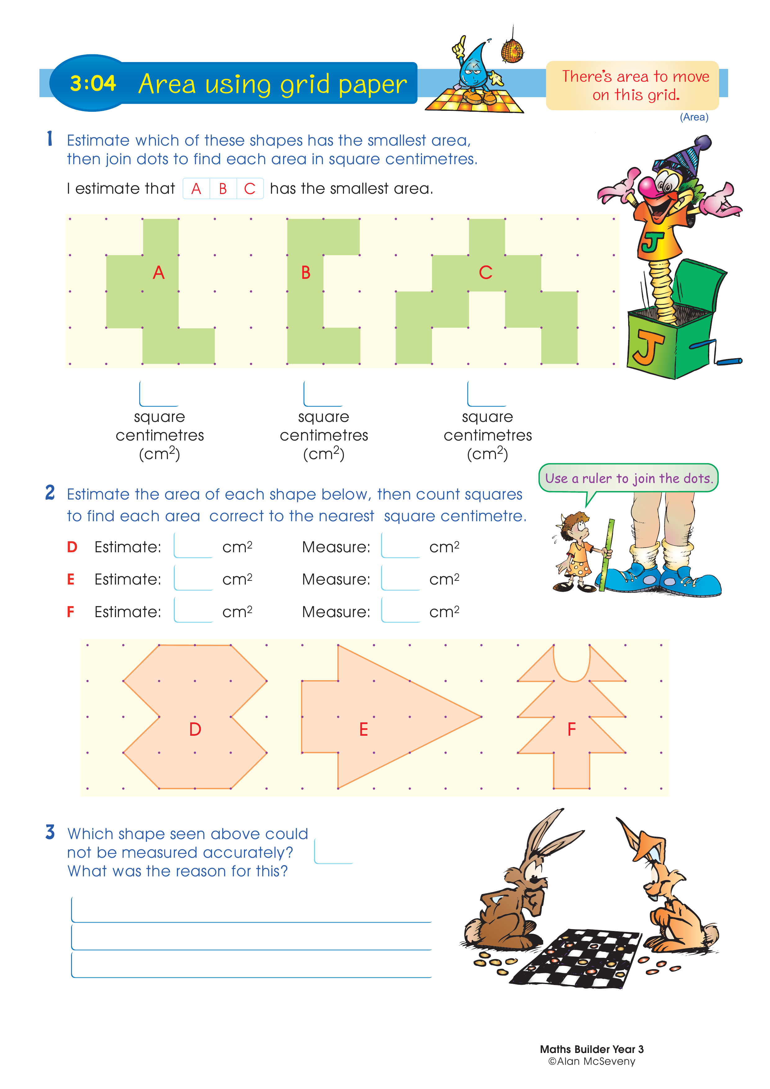 Area using grid paper — worksheet preview