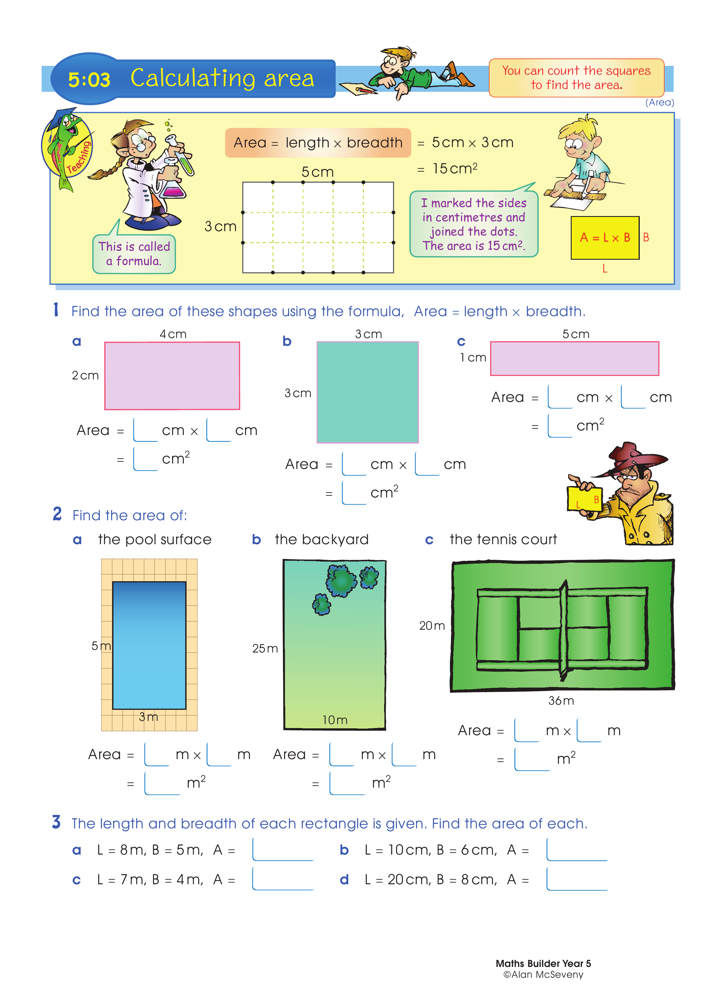 Calculating area — worksheet preview