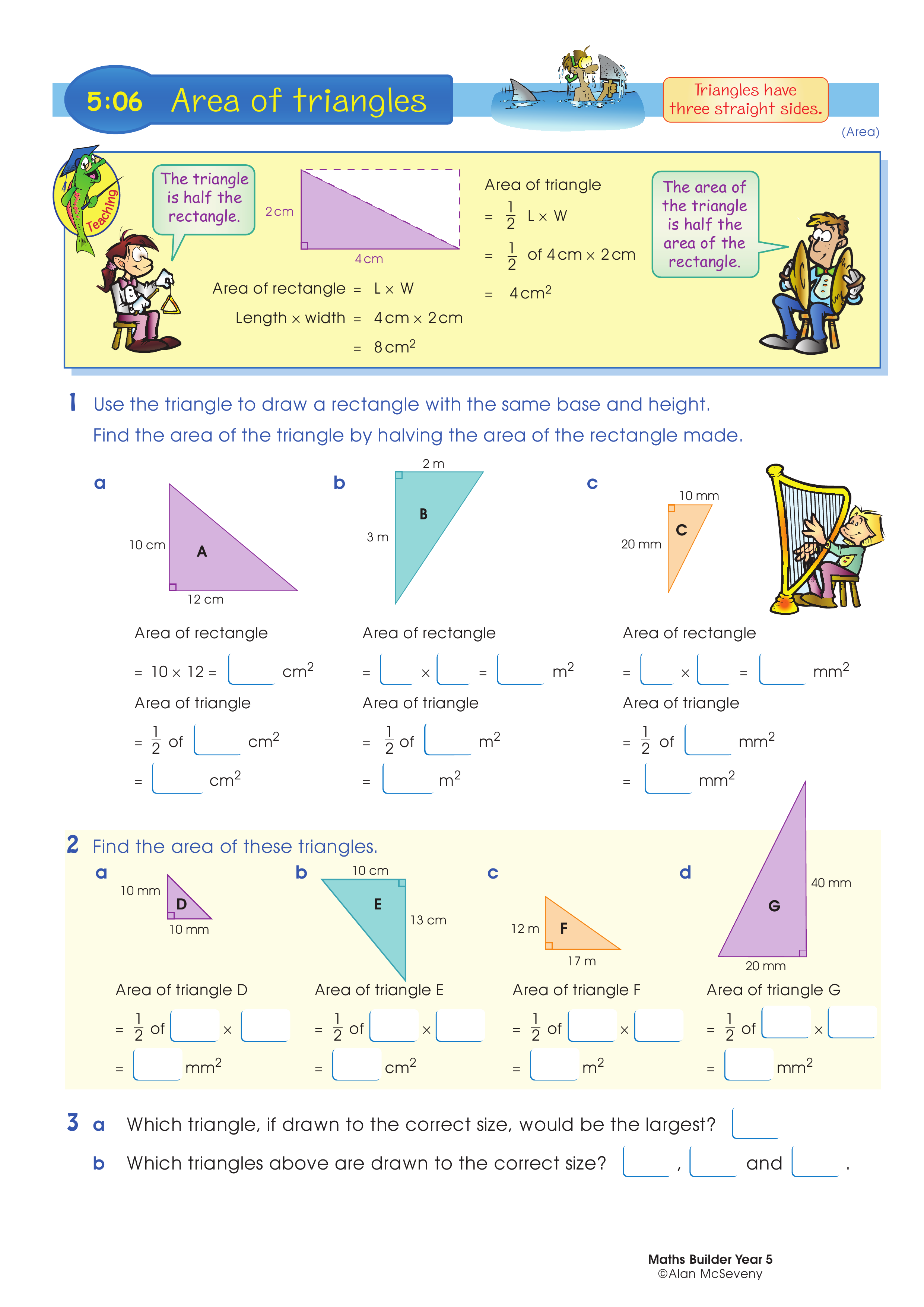 Area of triangles — worksheet preview