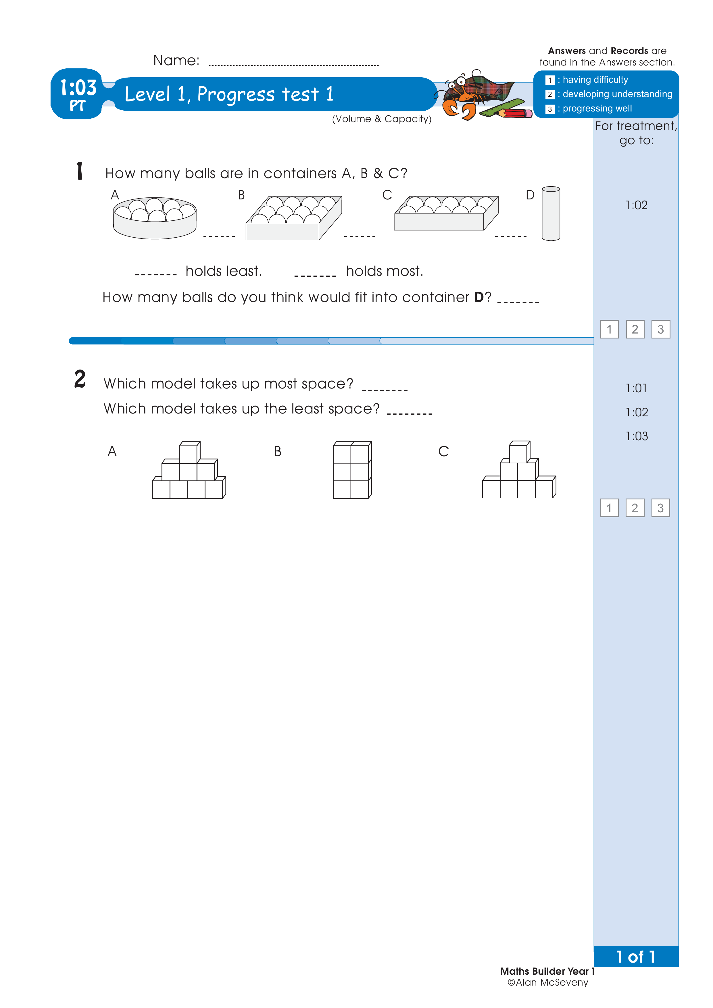 Progress test — worksheet preview