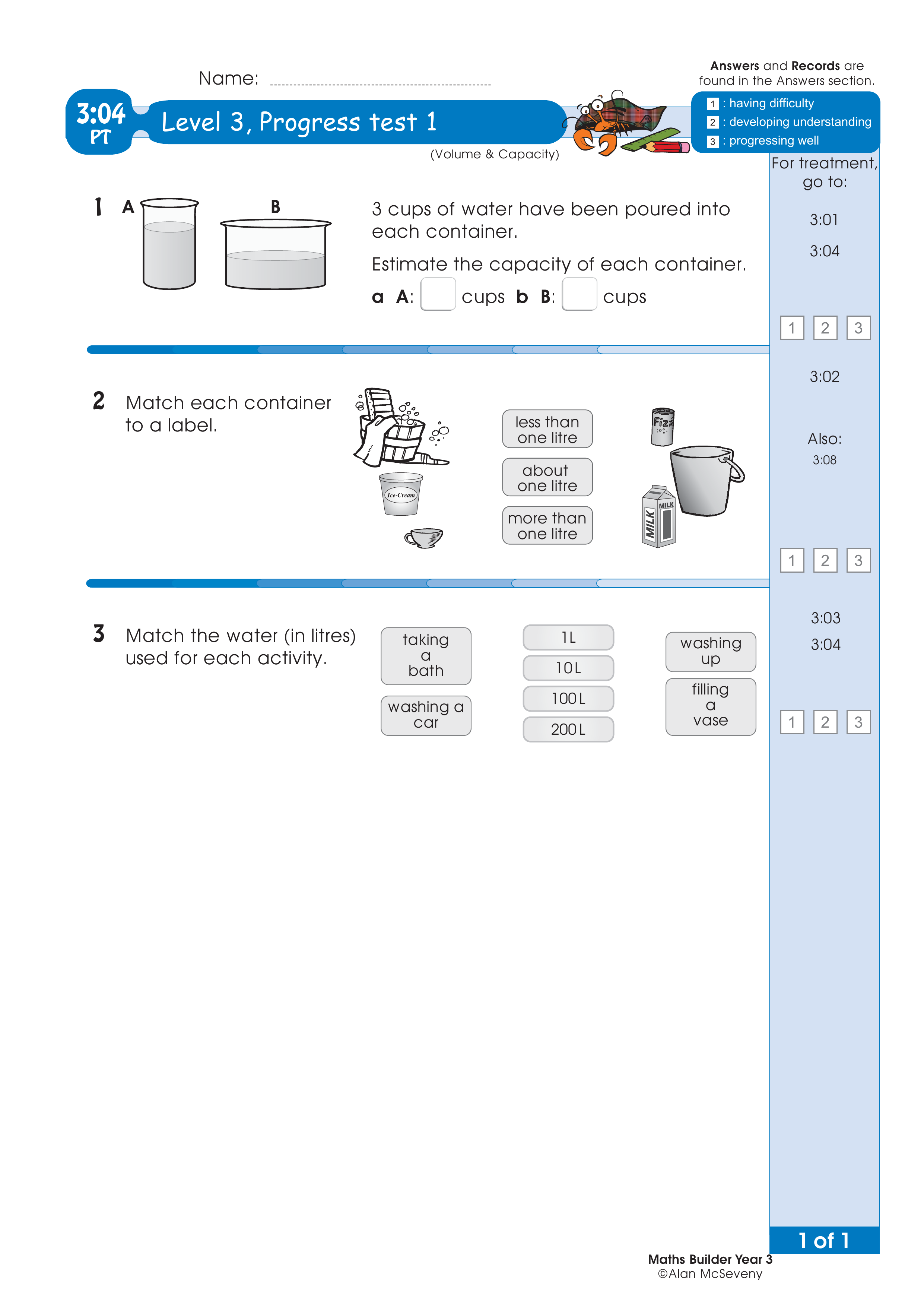 Progress test — worksheet preview
