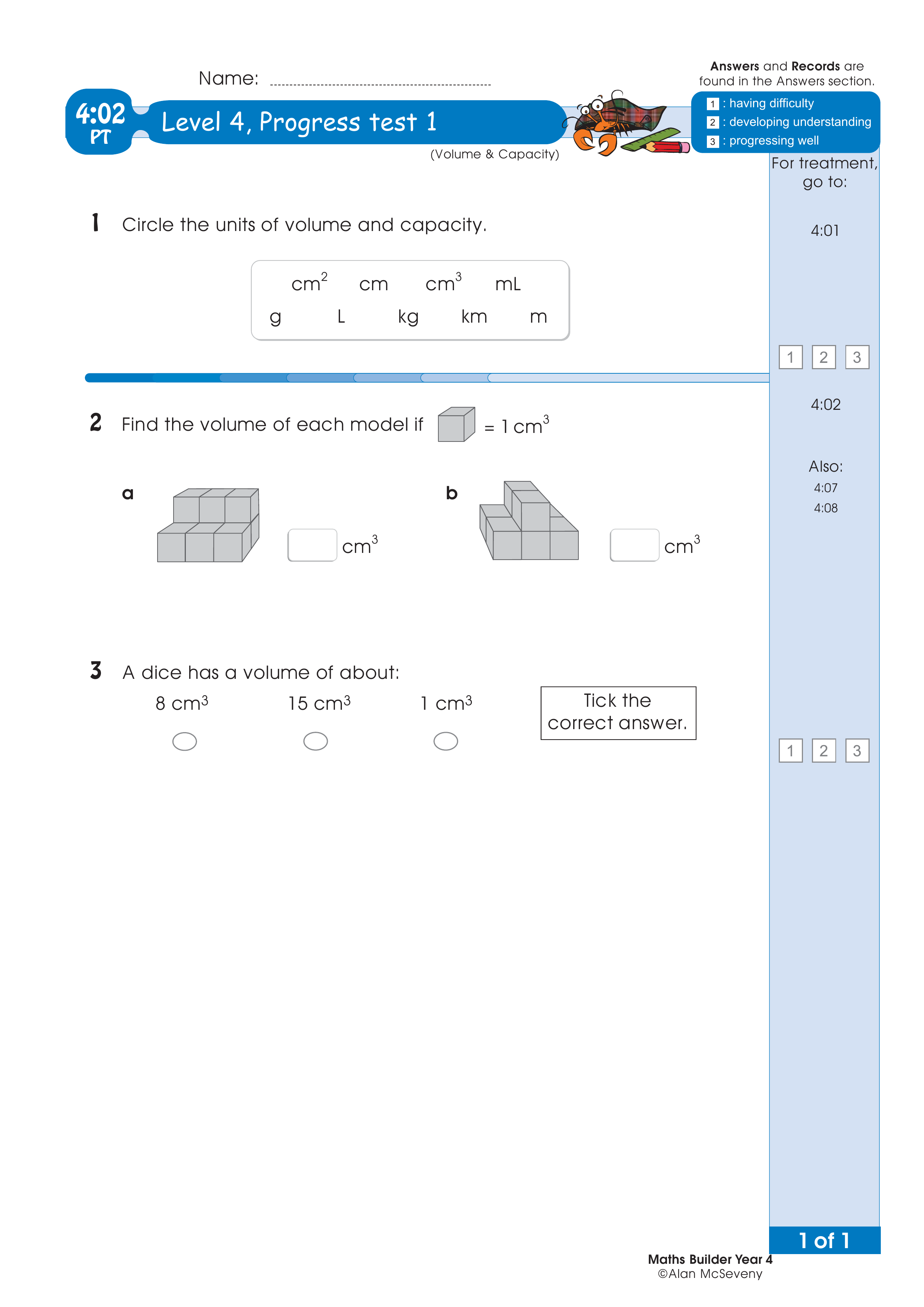 Progress test — worksheet preview