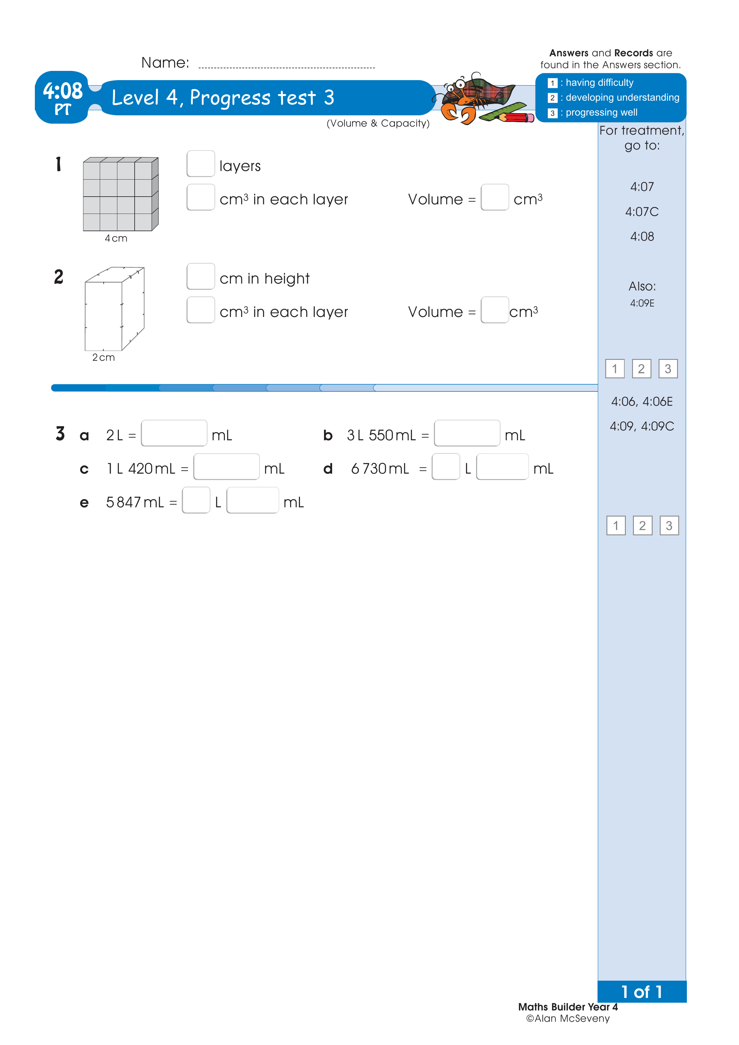 Progress test — worksheet preview