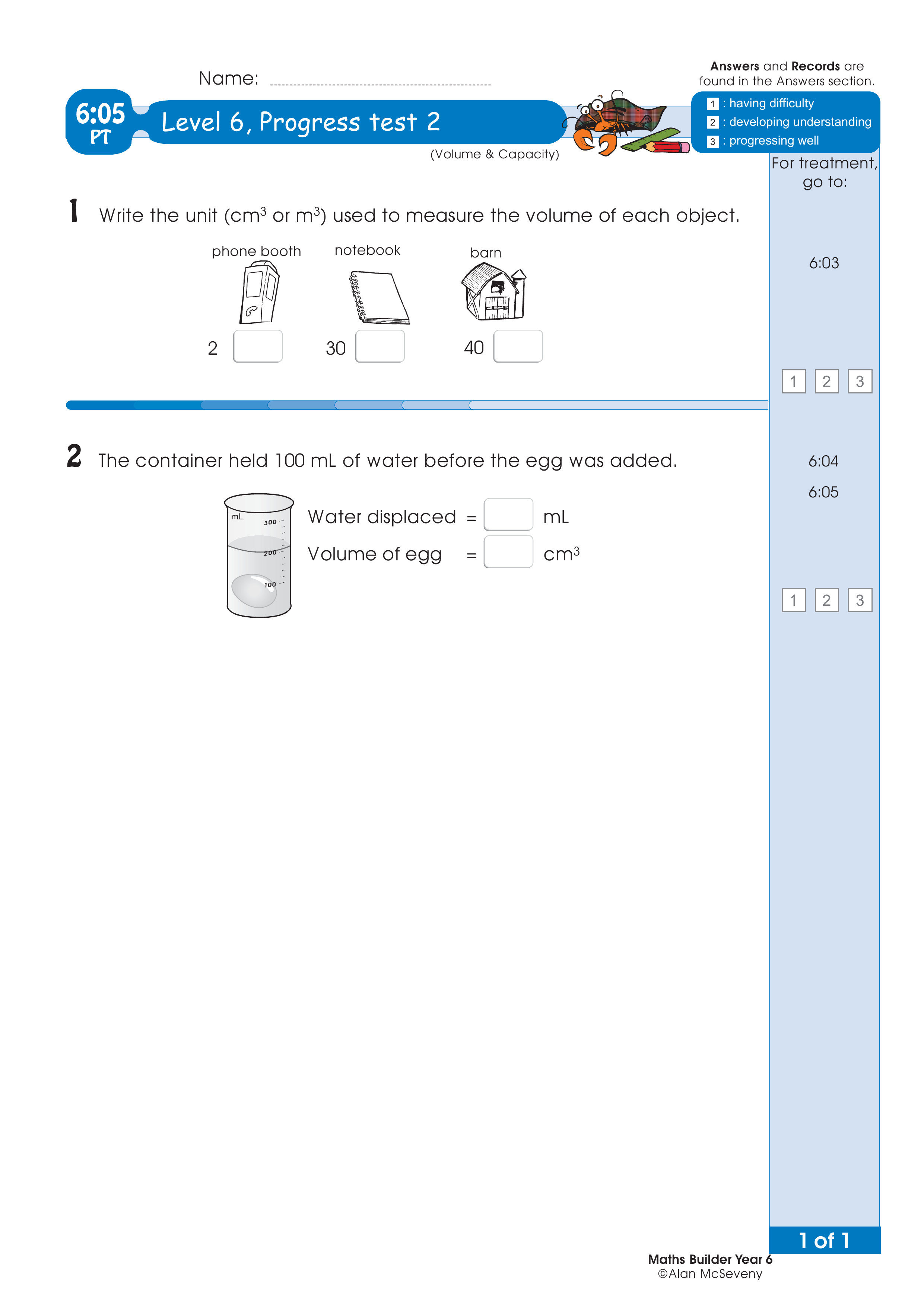 Progress test — worksheet preview