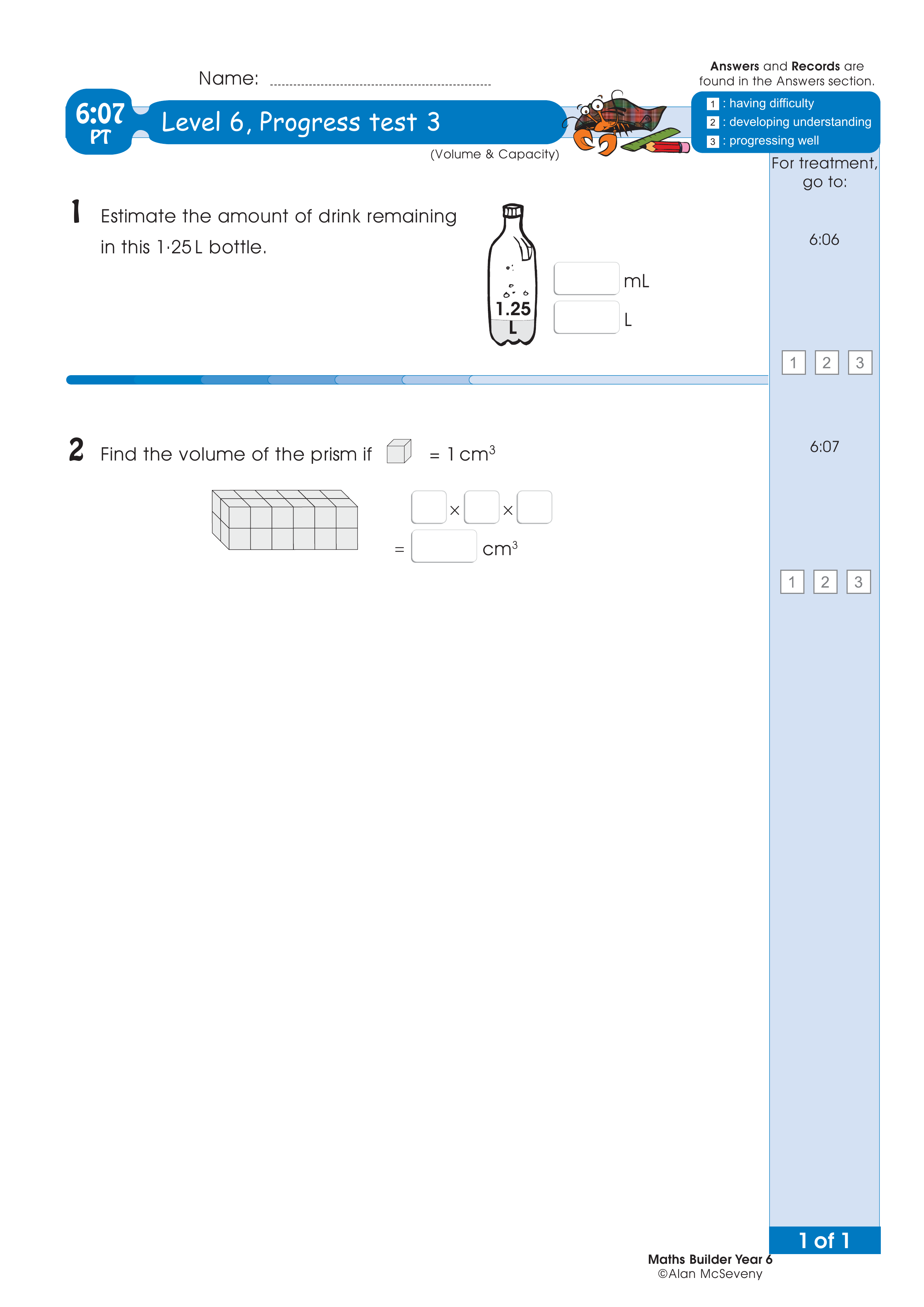 Progress test — worksheet preview