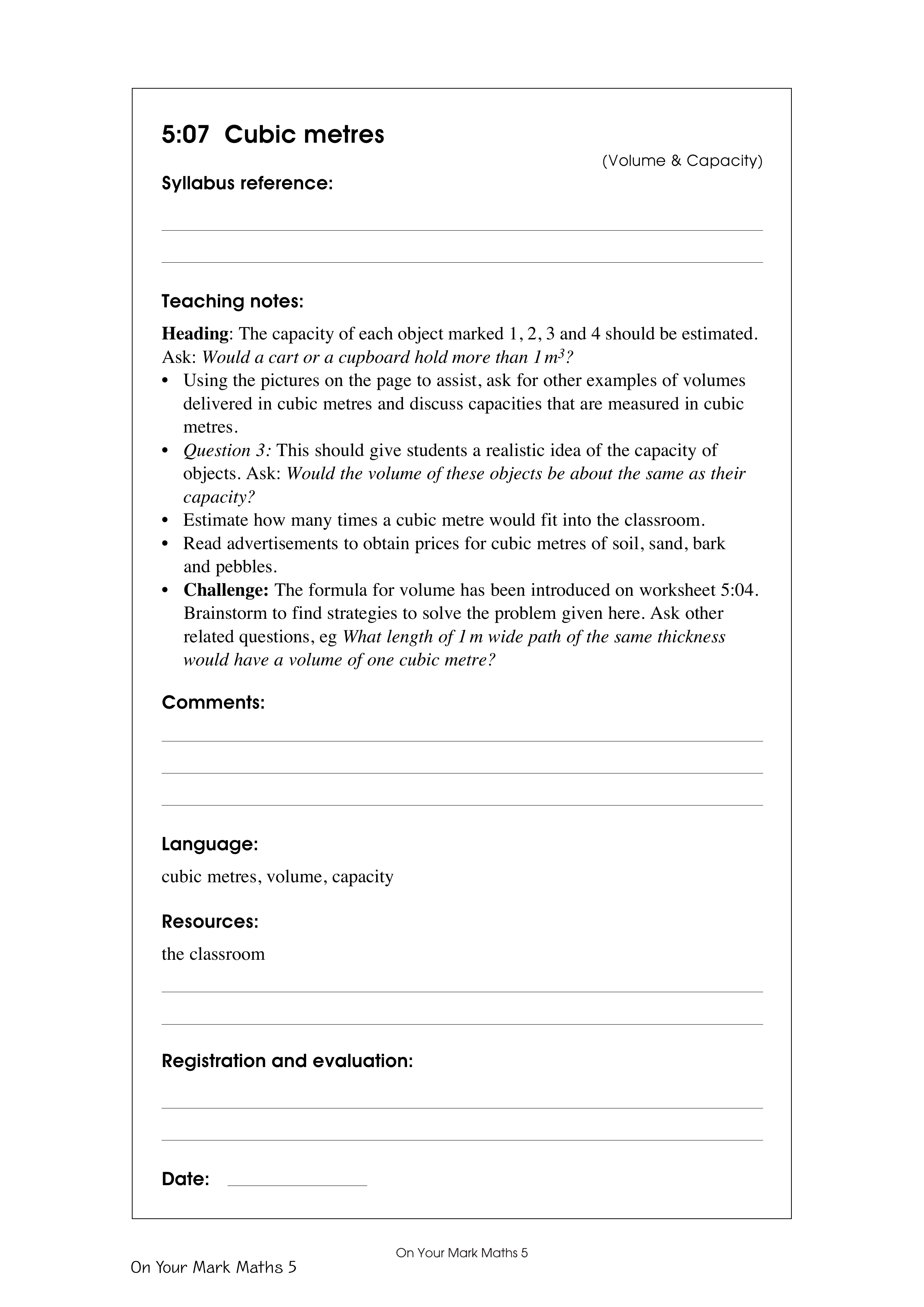 Cubic metres — worksheet preview