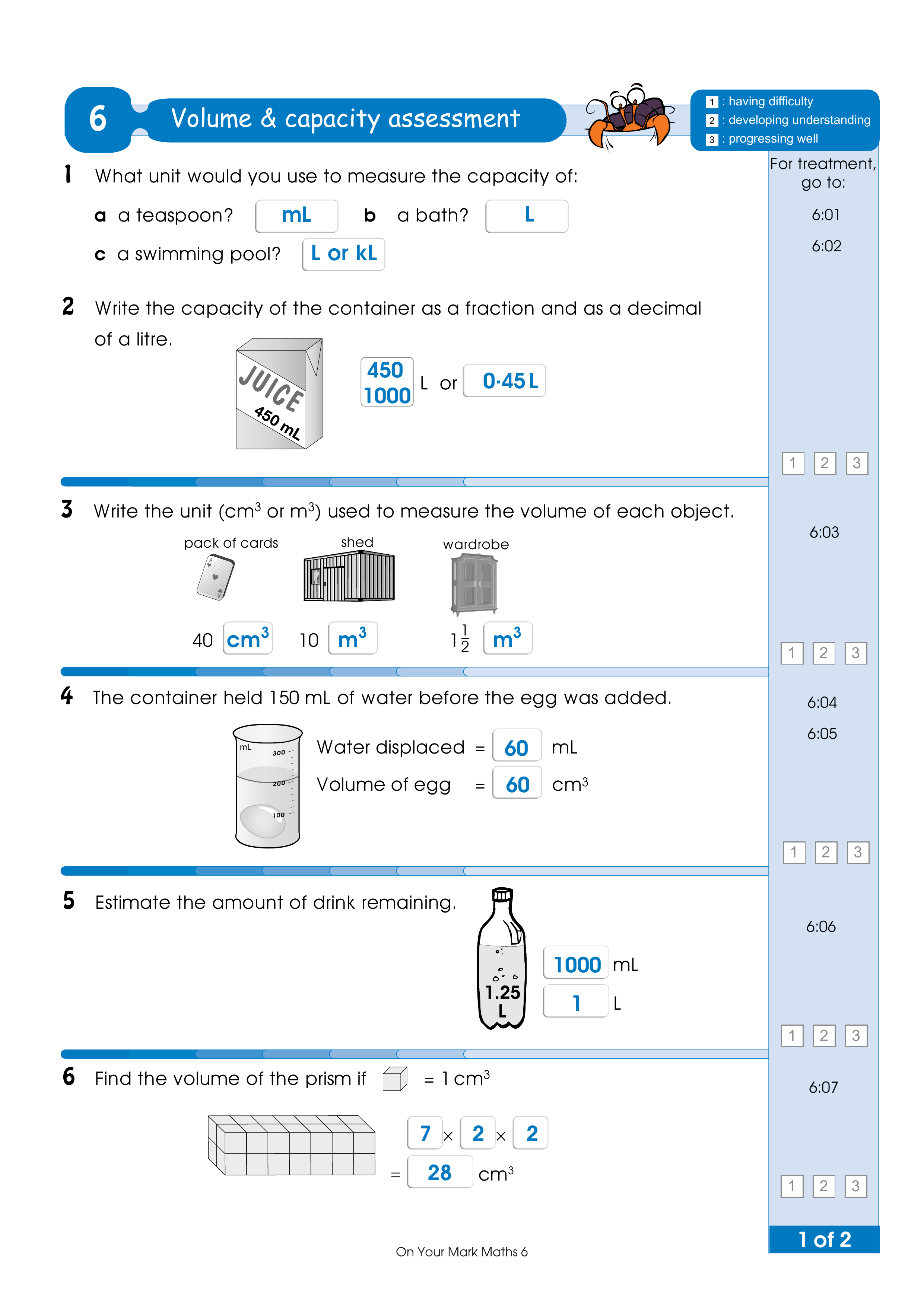 Assessment test answers — worksheet preview