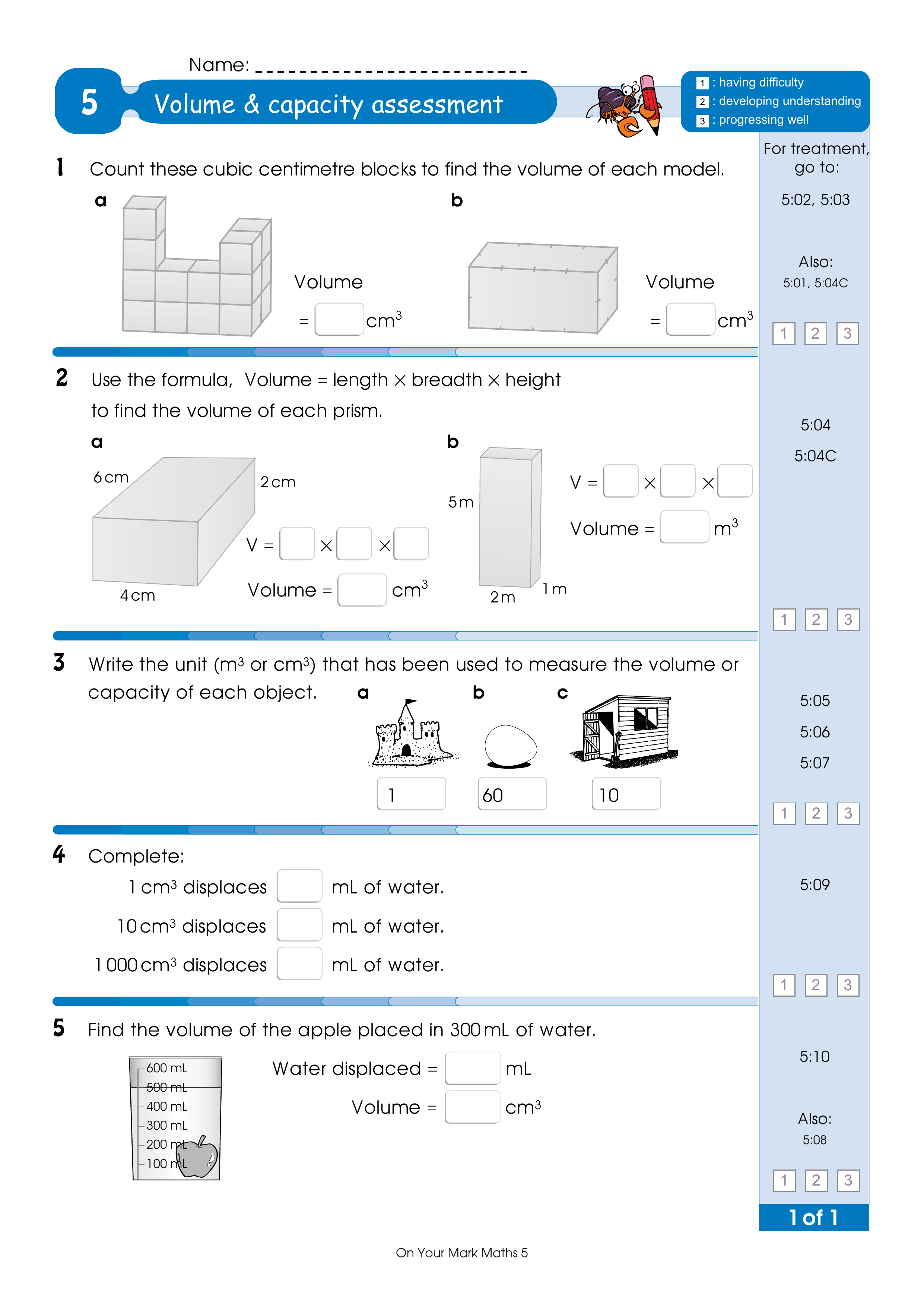 Assessment for the whole of Level 5 — worksheet preview