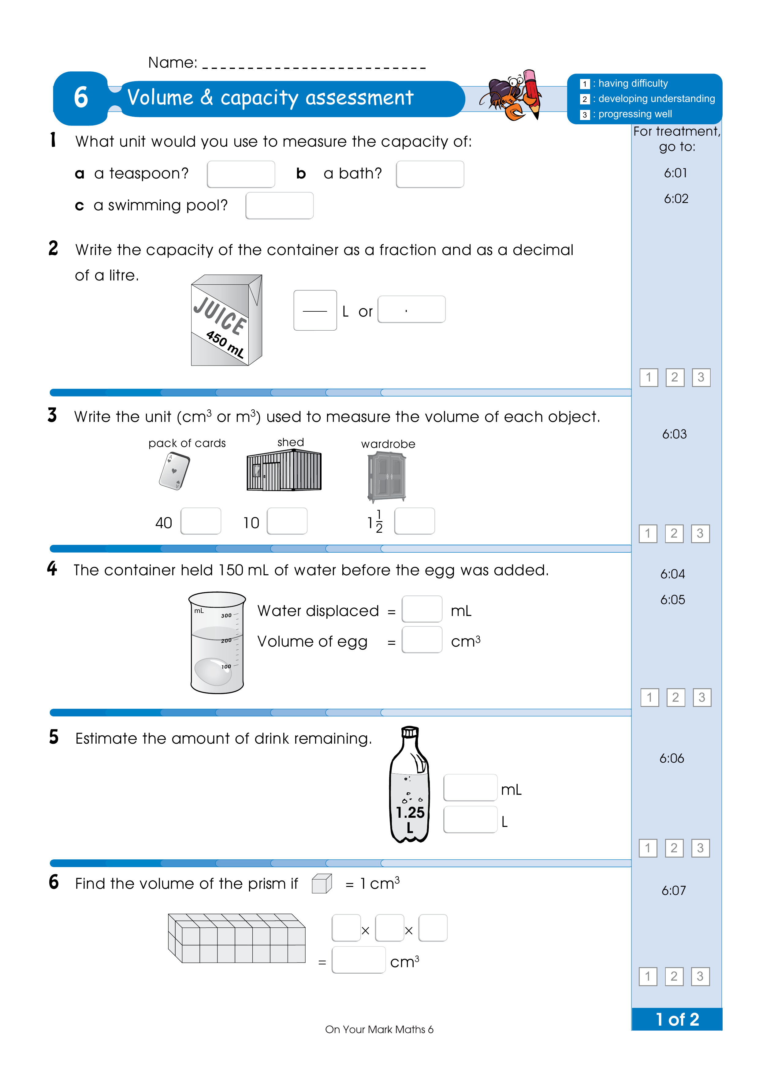 Assessment for the whole of Level 6 — worksheet preview