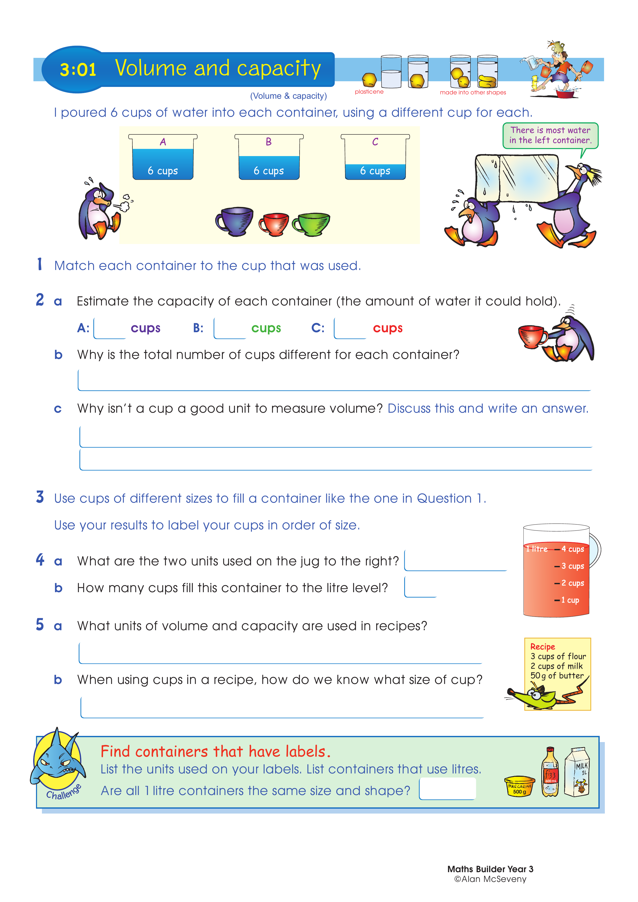 Volume and capacity — worksheet preview