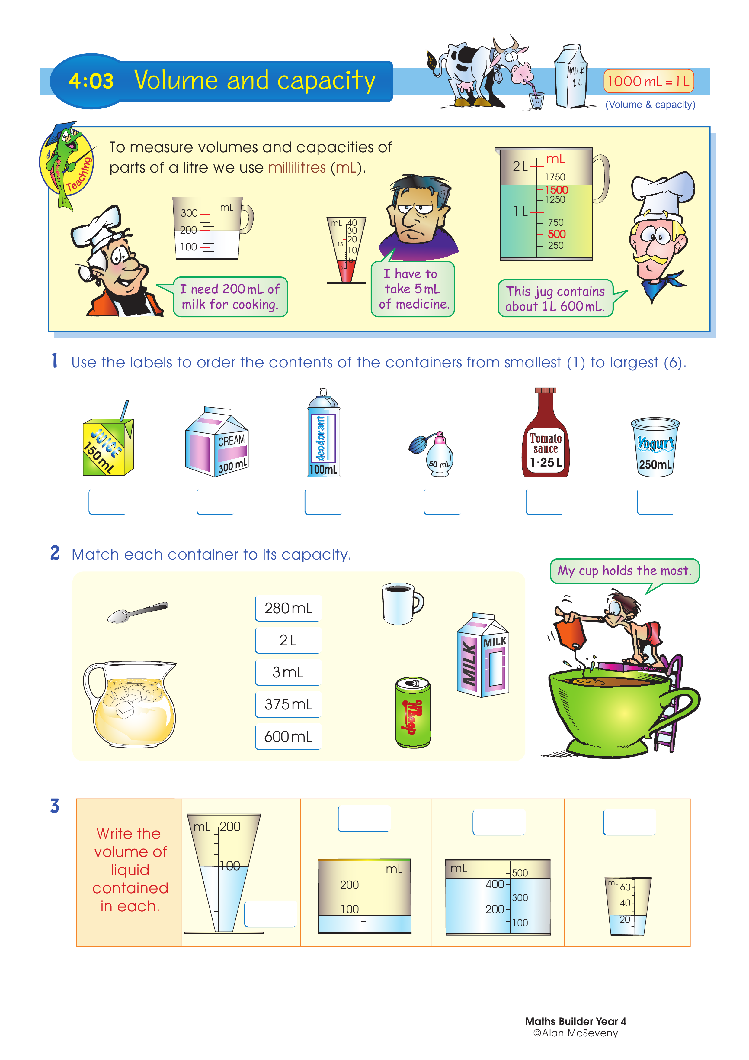 Volume and capacity — worksheet preview