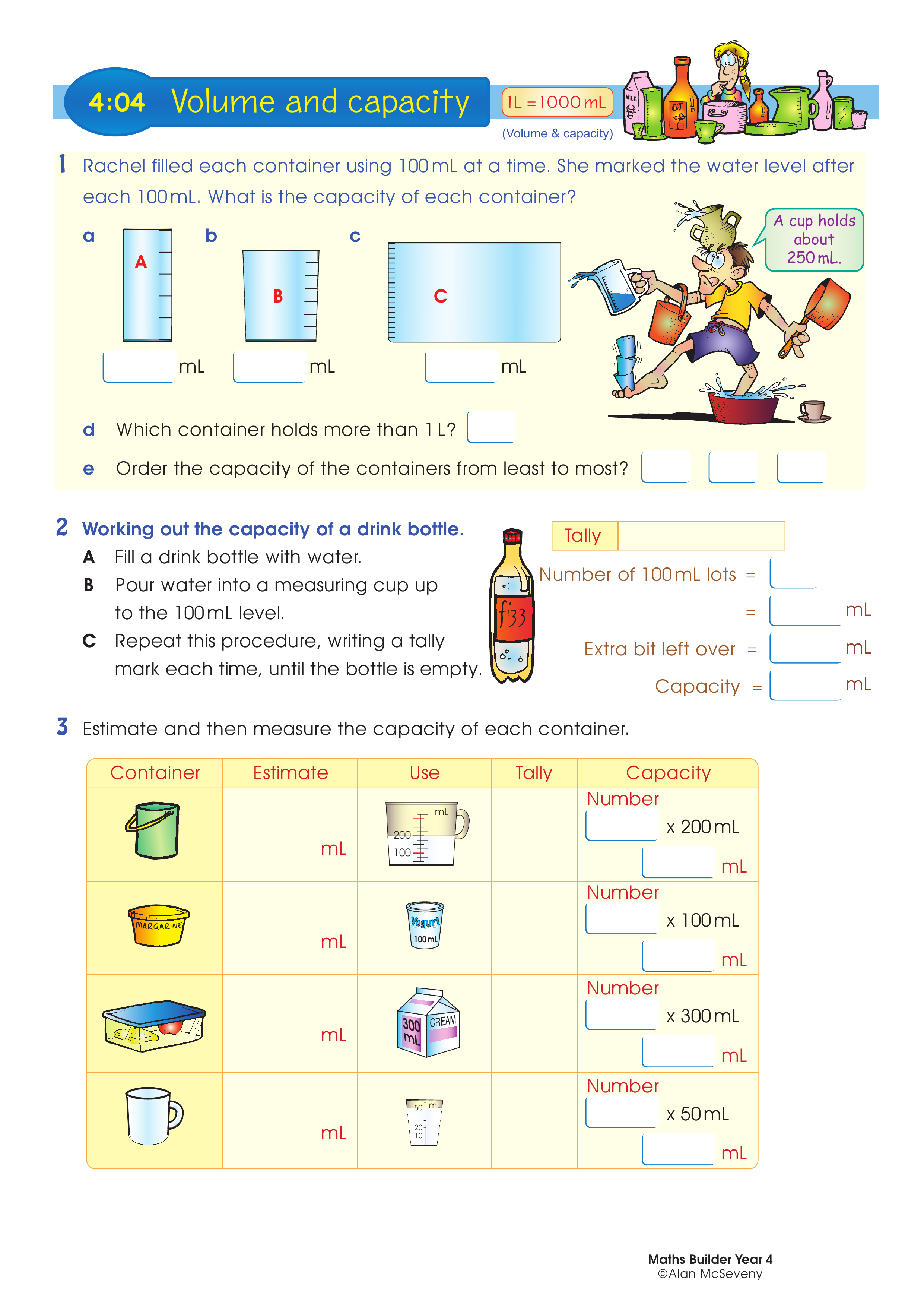 Volume and capacity — worksheet preview