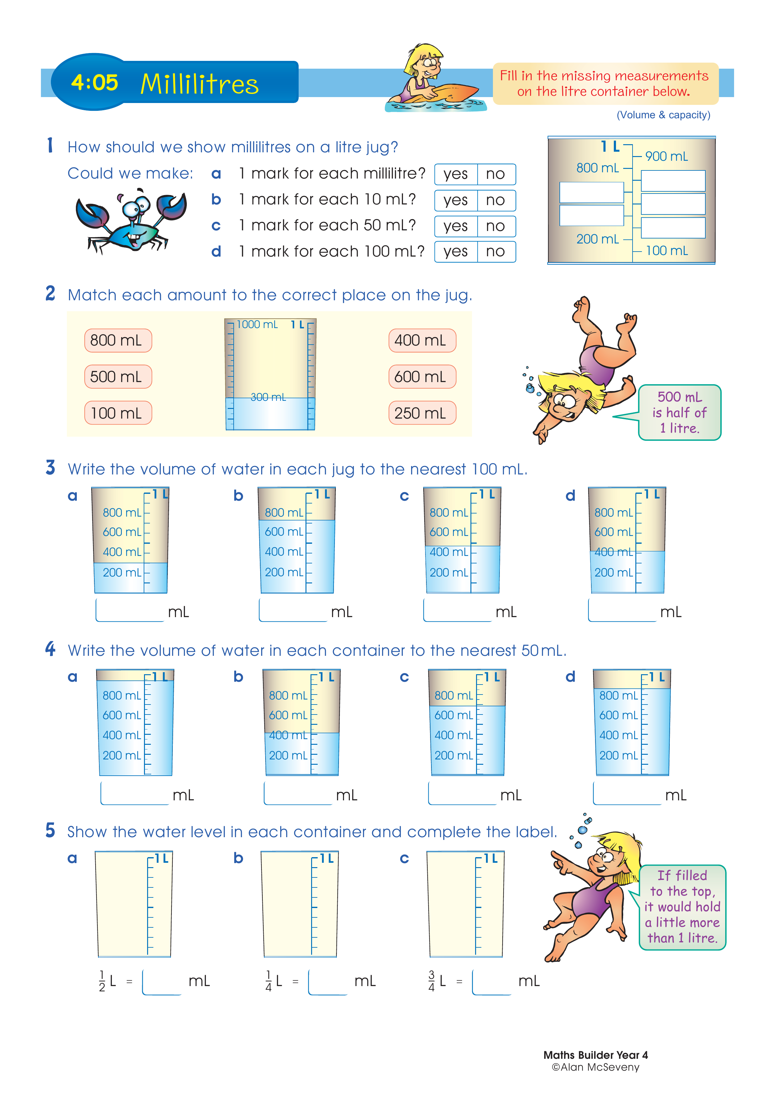 Millilitres — worksheet preview