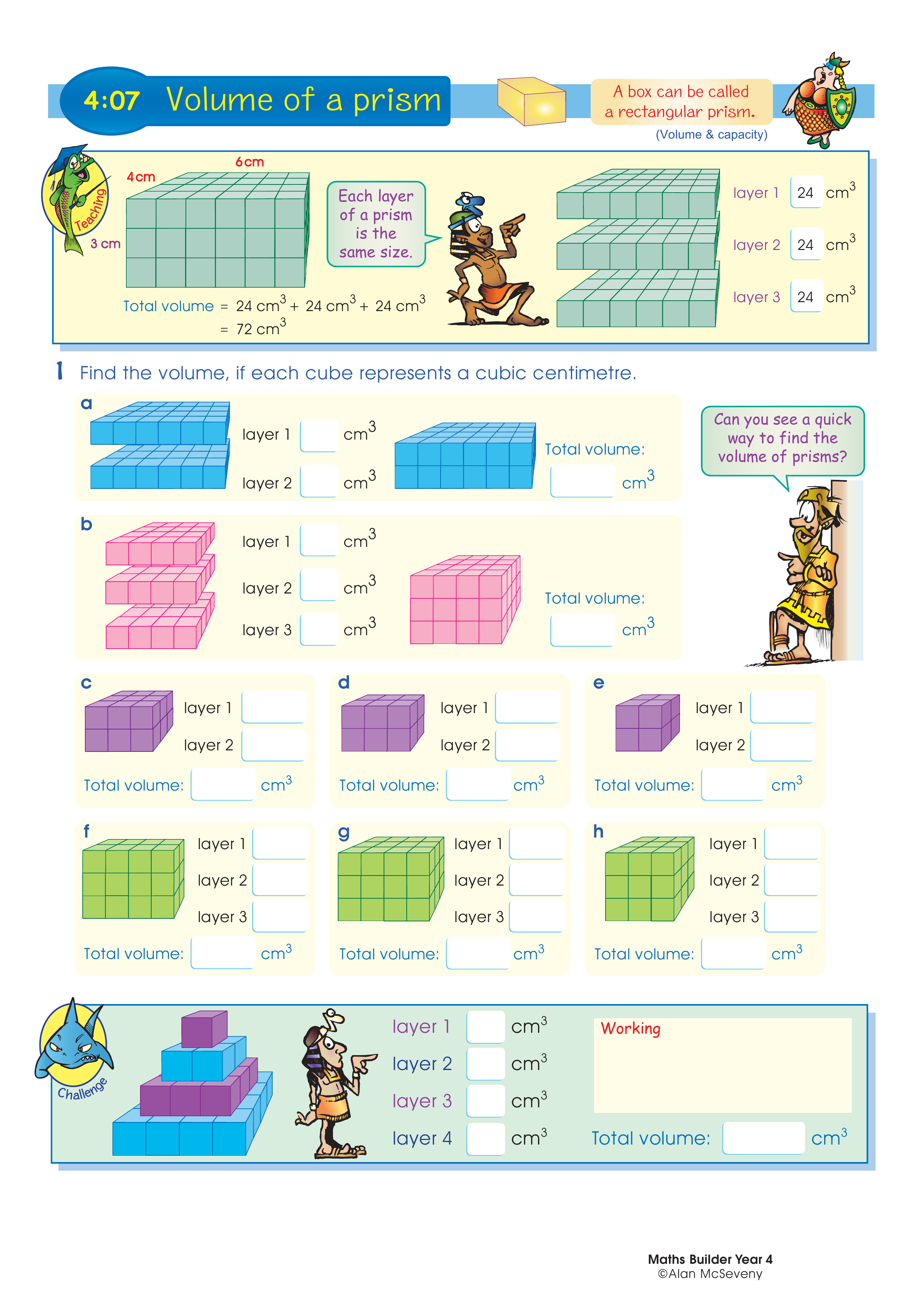 Volume of a prism — worksheet preview