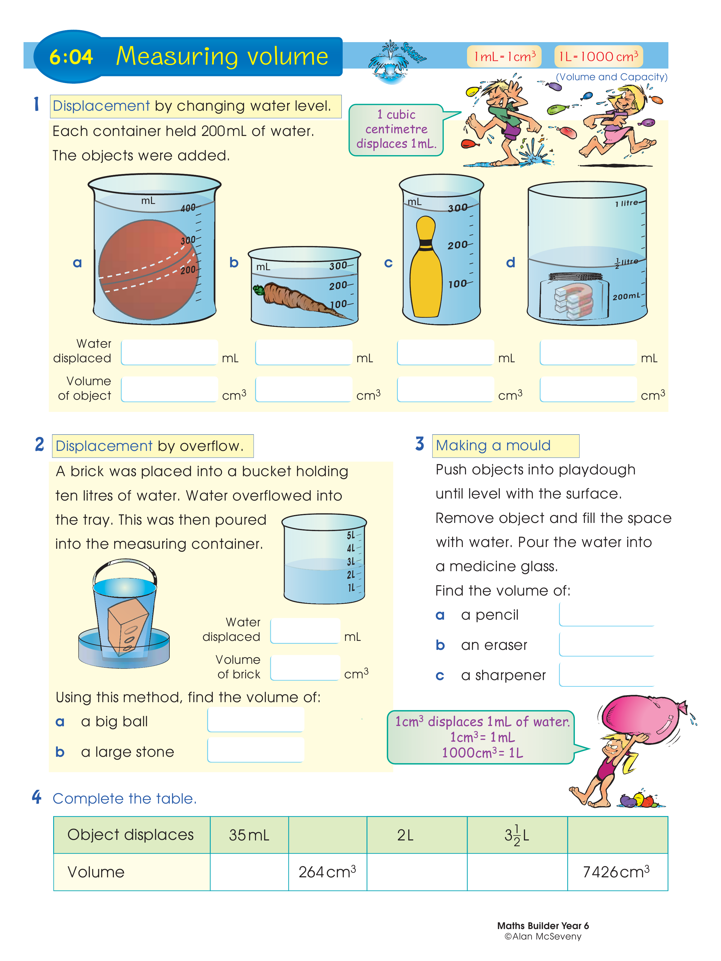 Measuring volume — worksheet preview