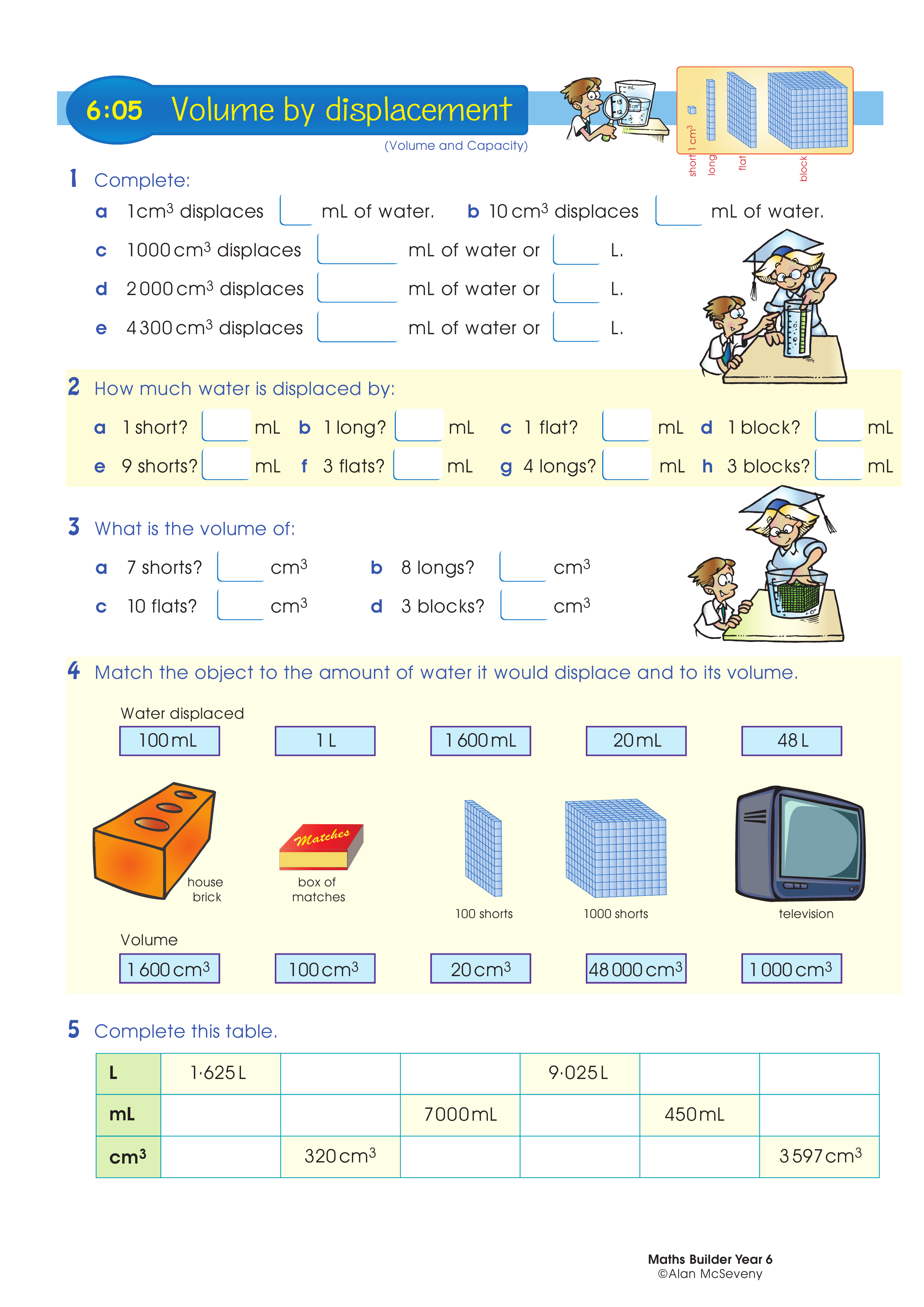 Volume by displacement — worksheet preview