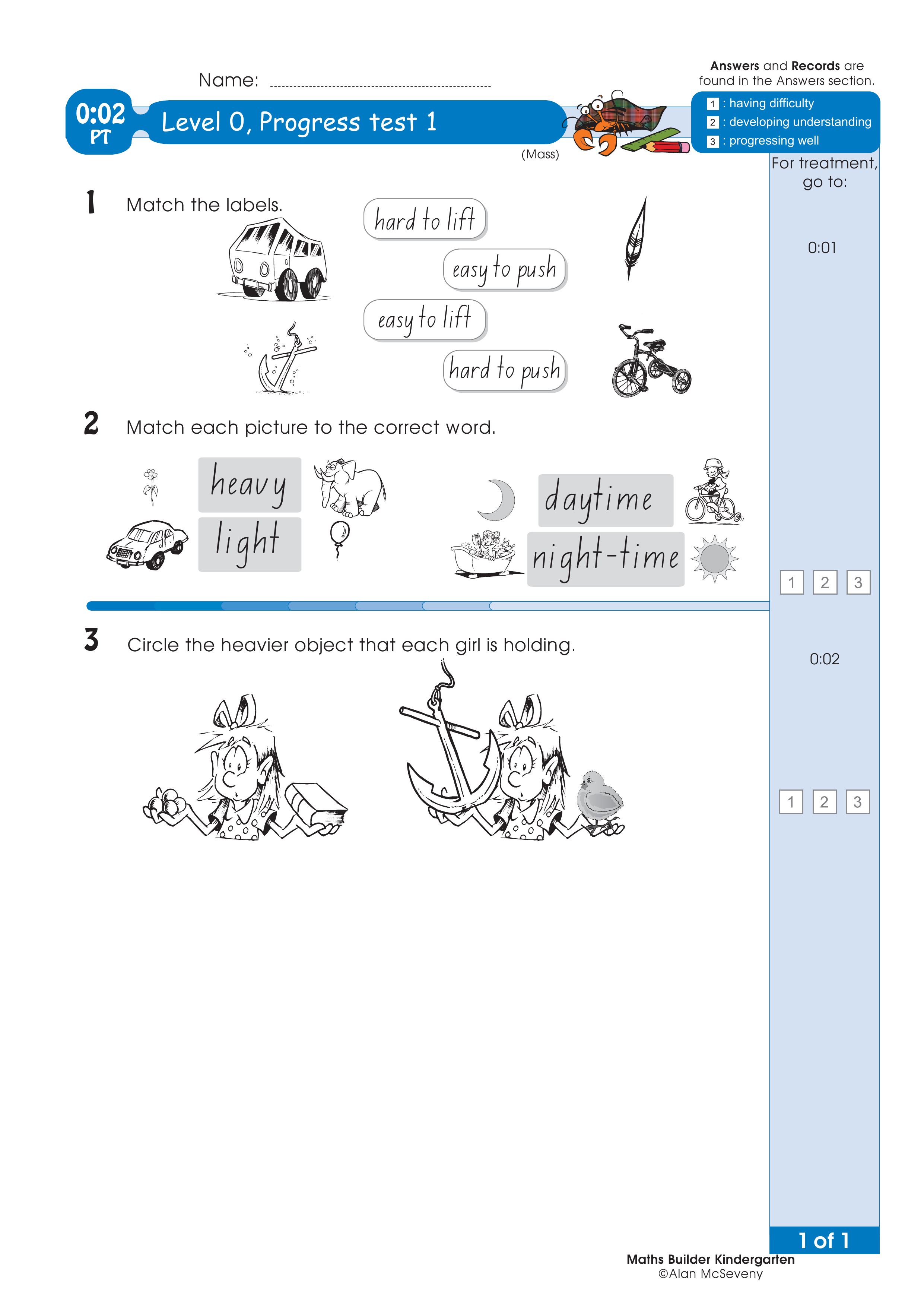 Progress test — worksheet preview