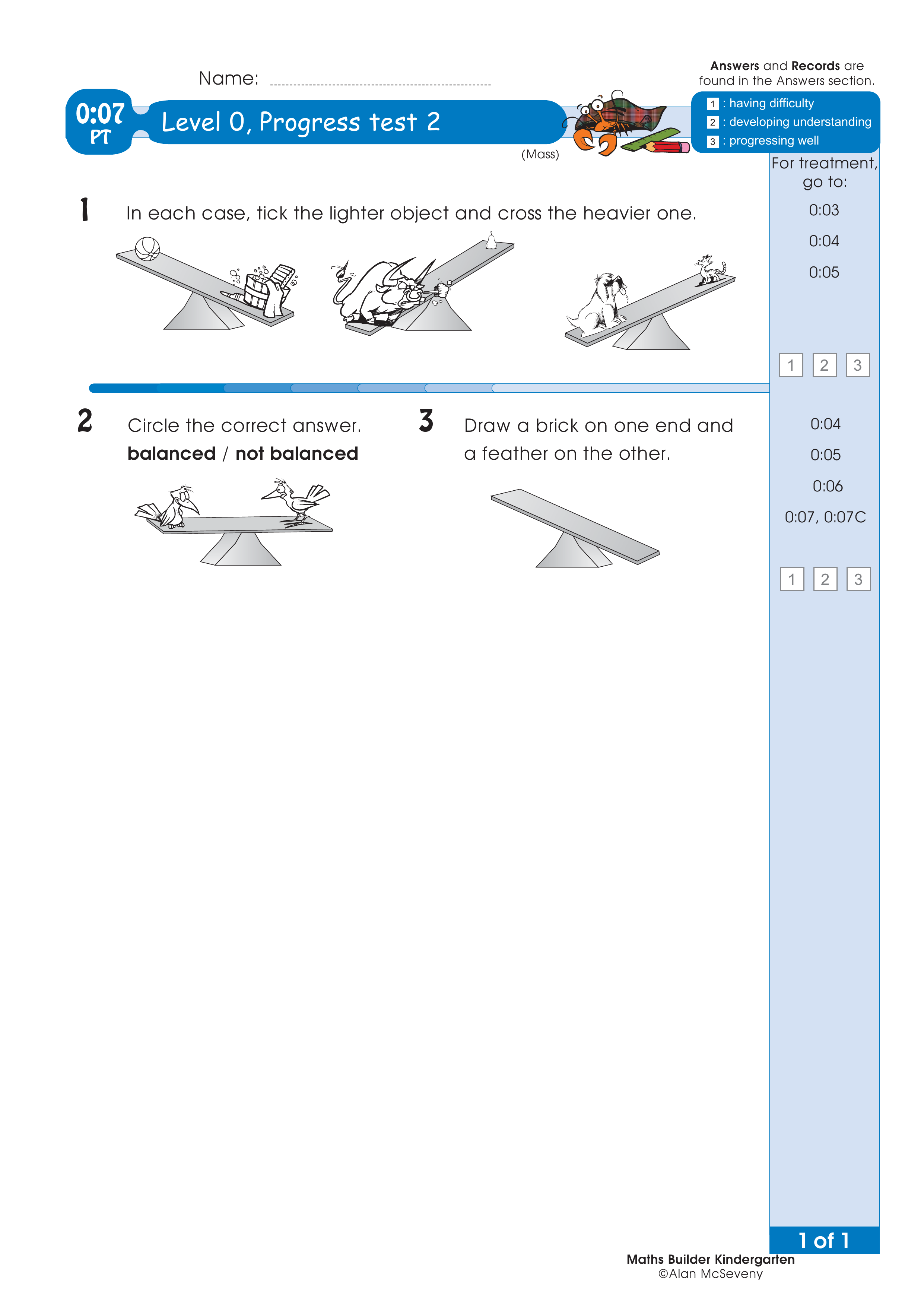 Progress test — worksheet preview