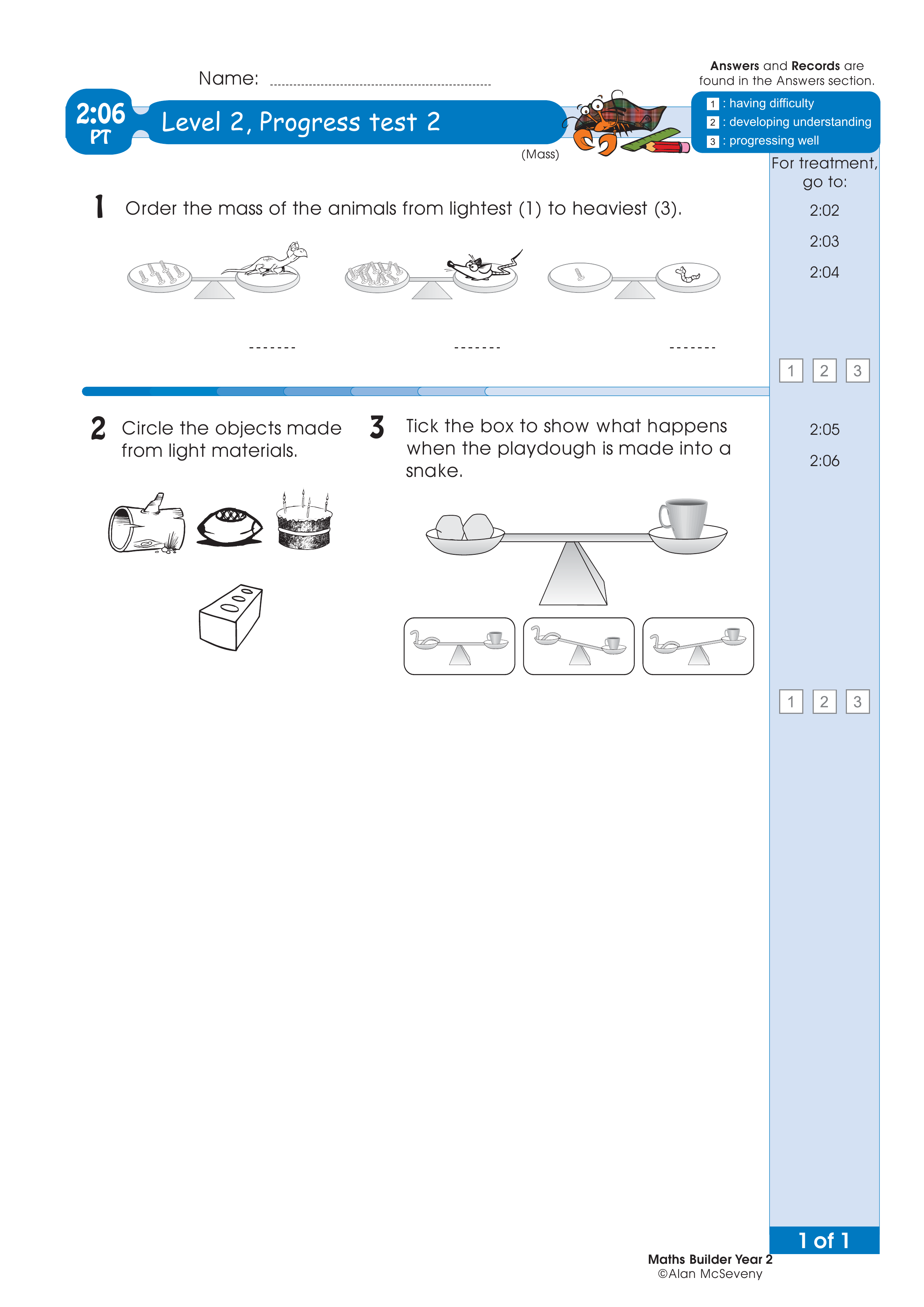 Progress test — worksheet preview