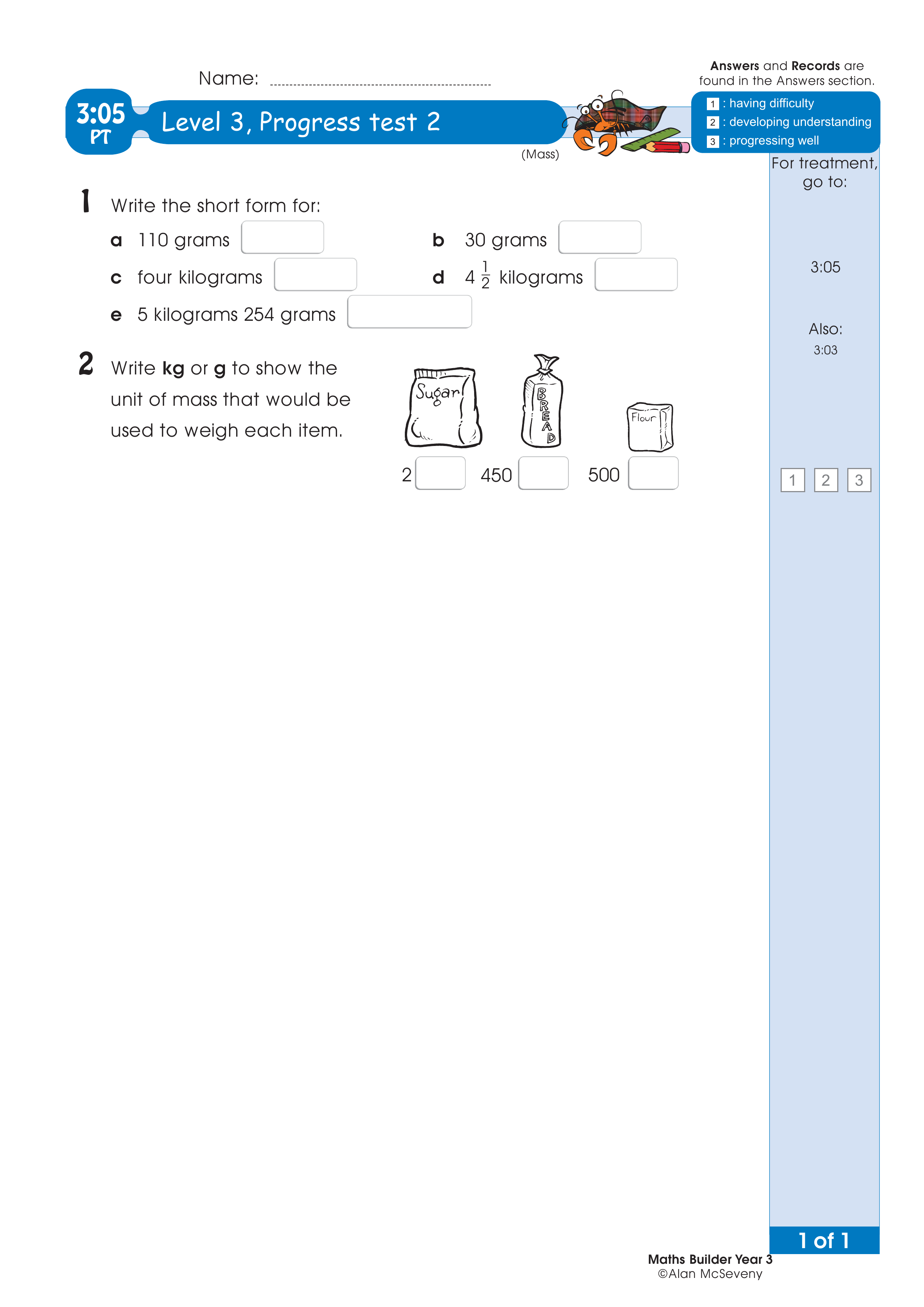 Progress test — worksheet preview