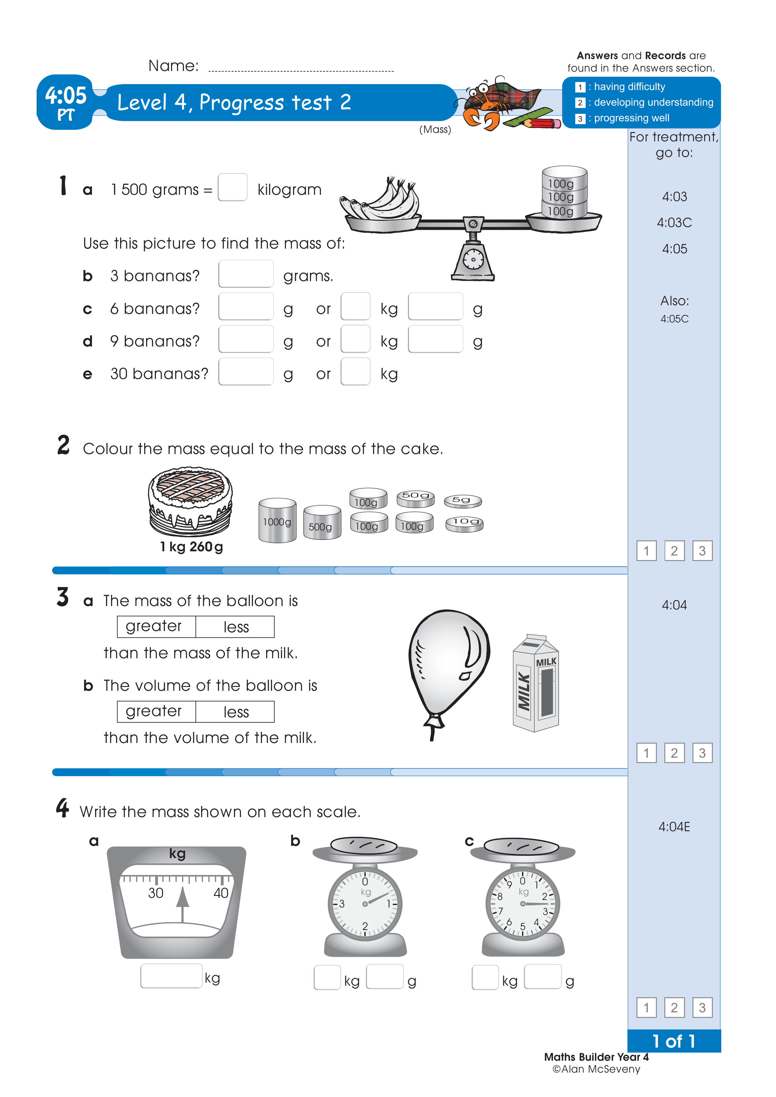 Progress test — worksheet preview