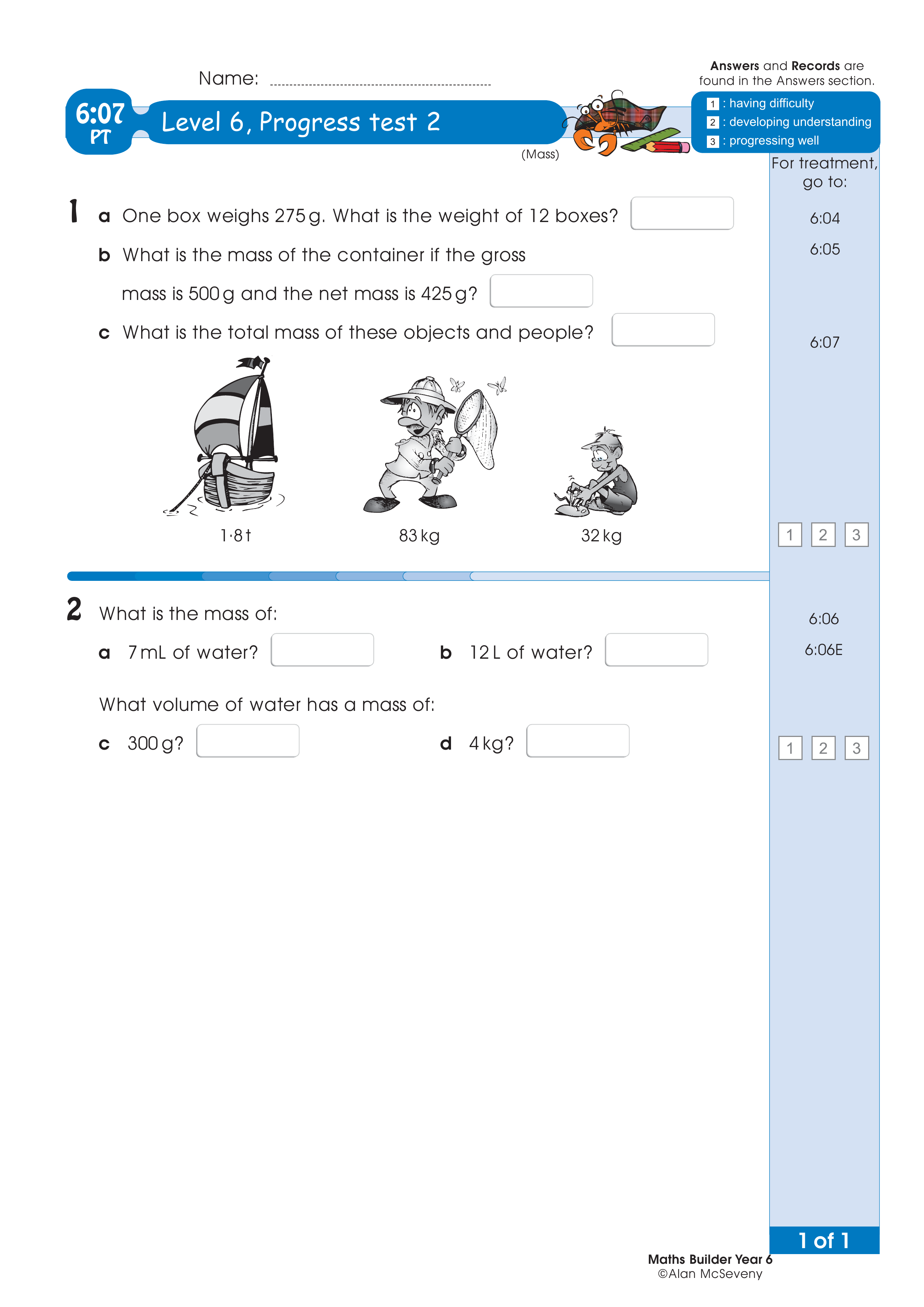 Progress test — worksheet preview