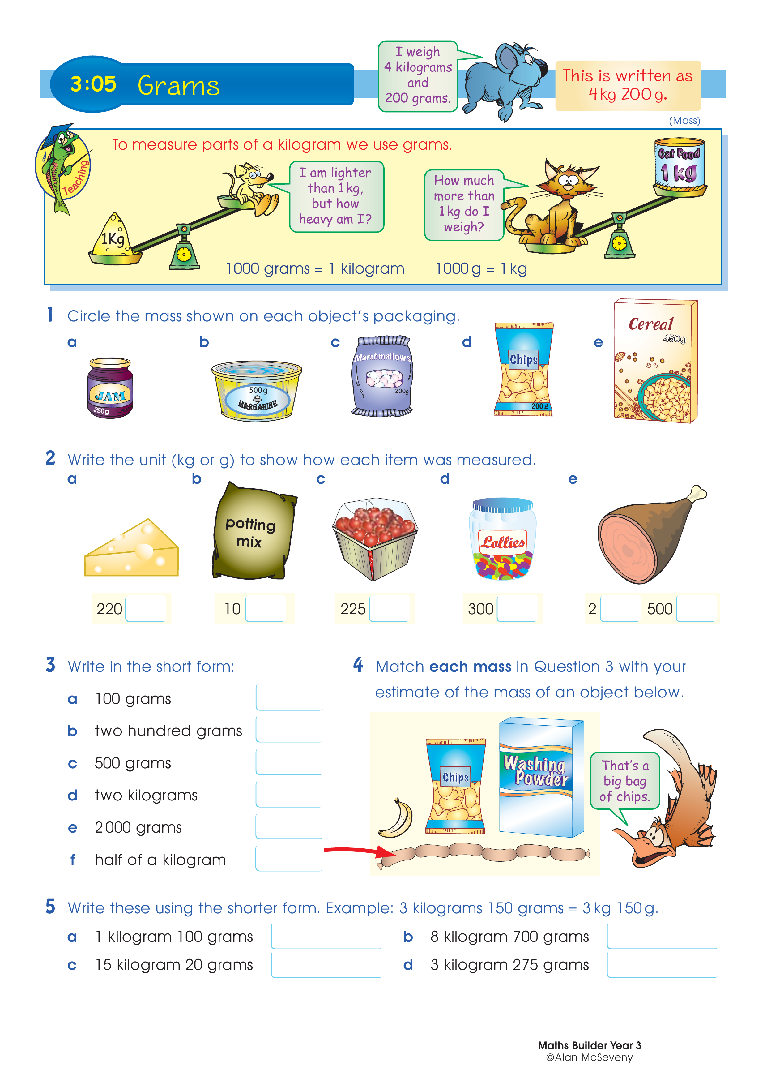 Grams — worksheet preview