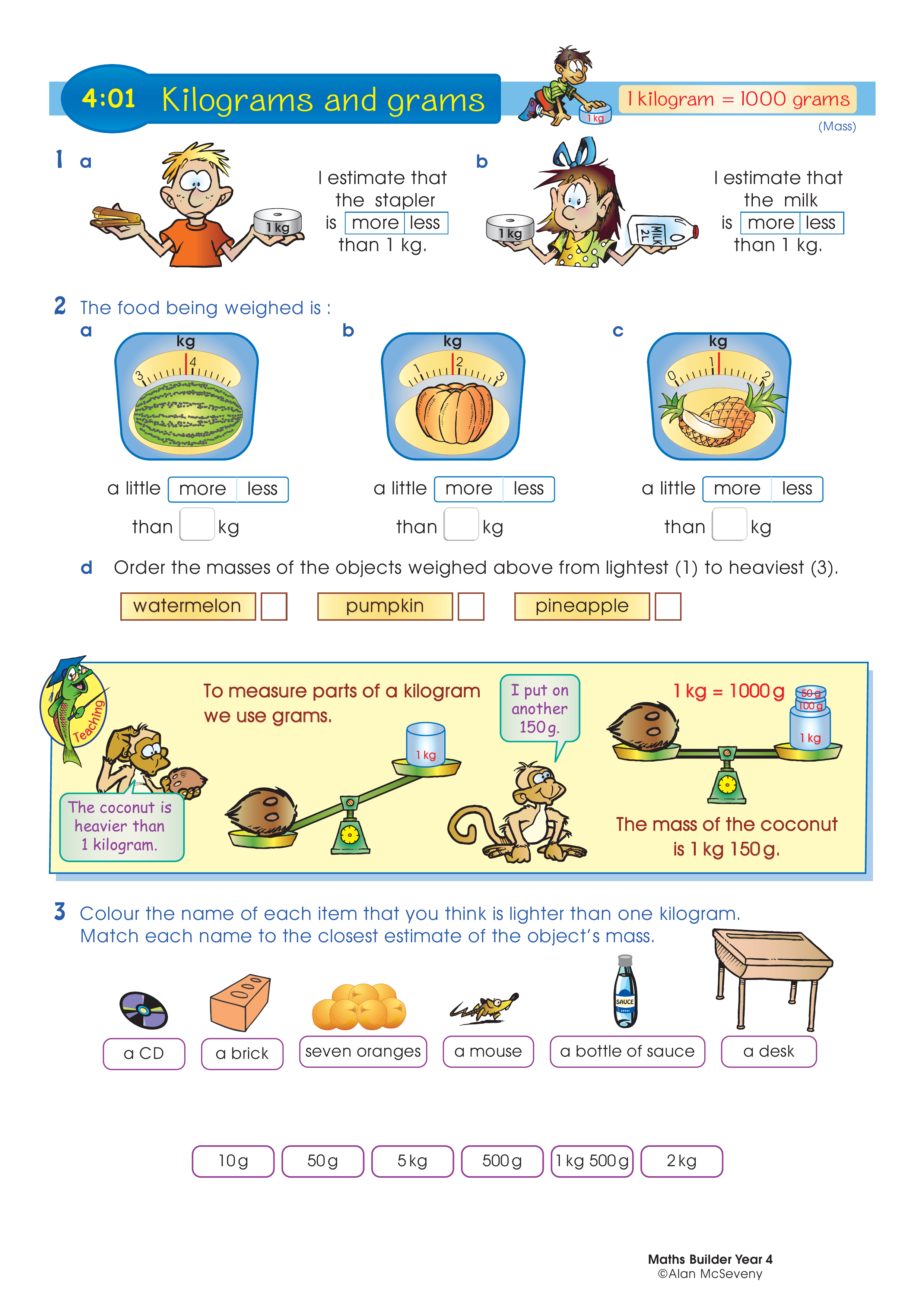 Kilograms and grams — worksheet preview