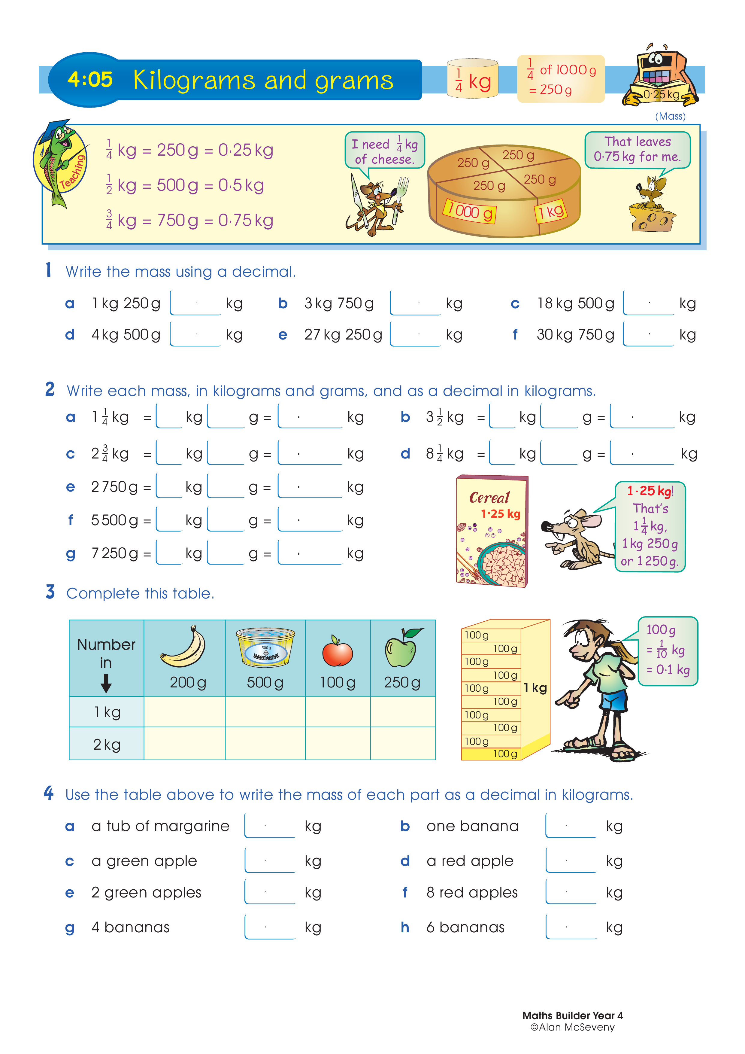Kilograms and grams — worksheet preview