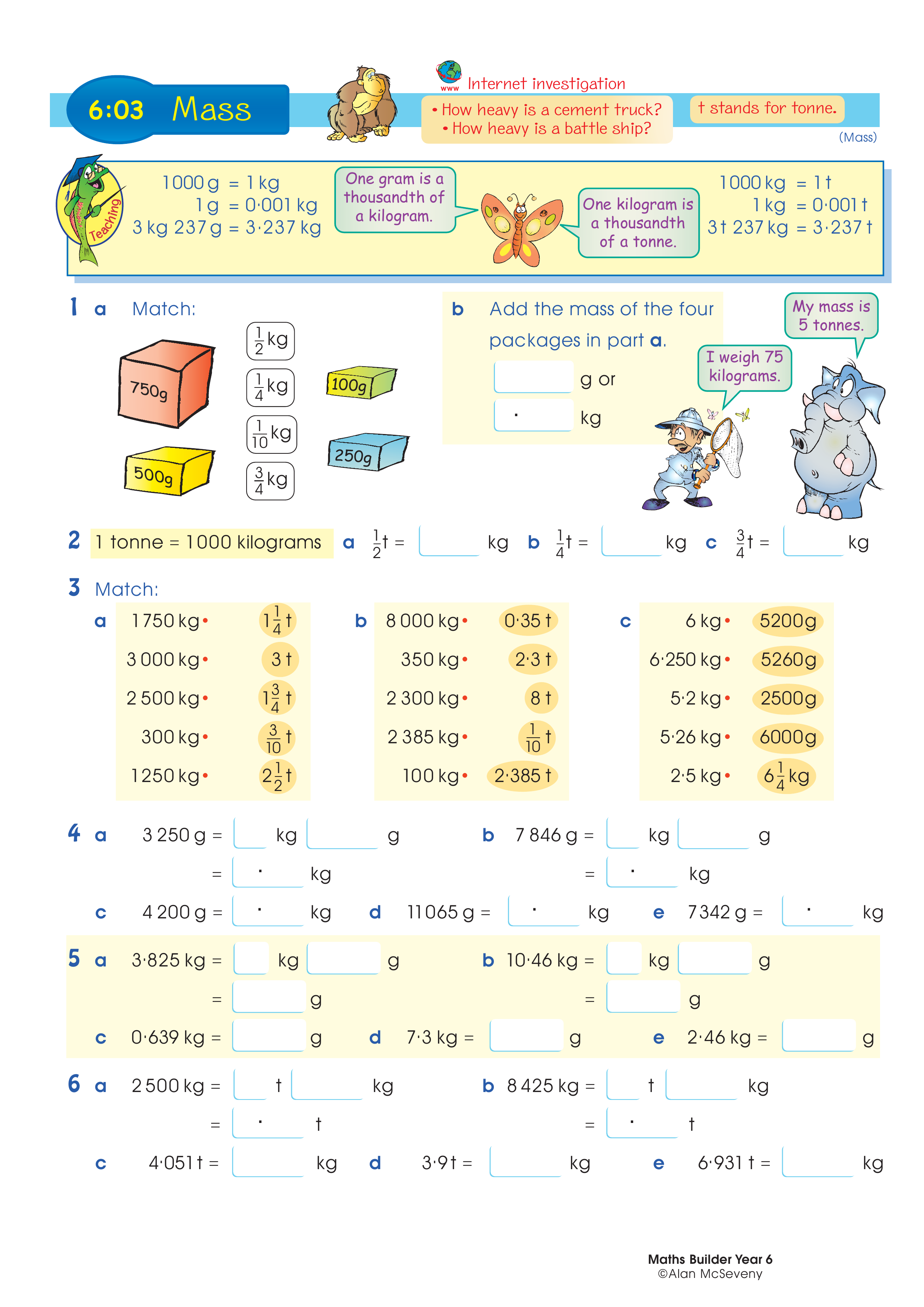 Mass — worksheet preview