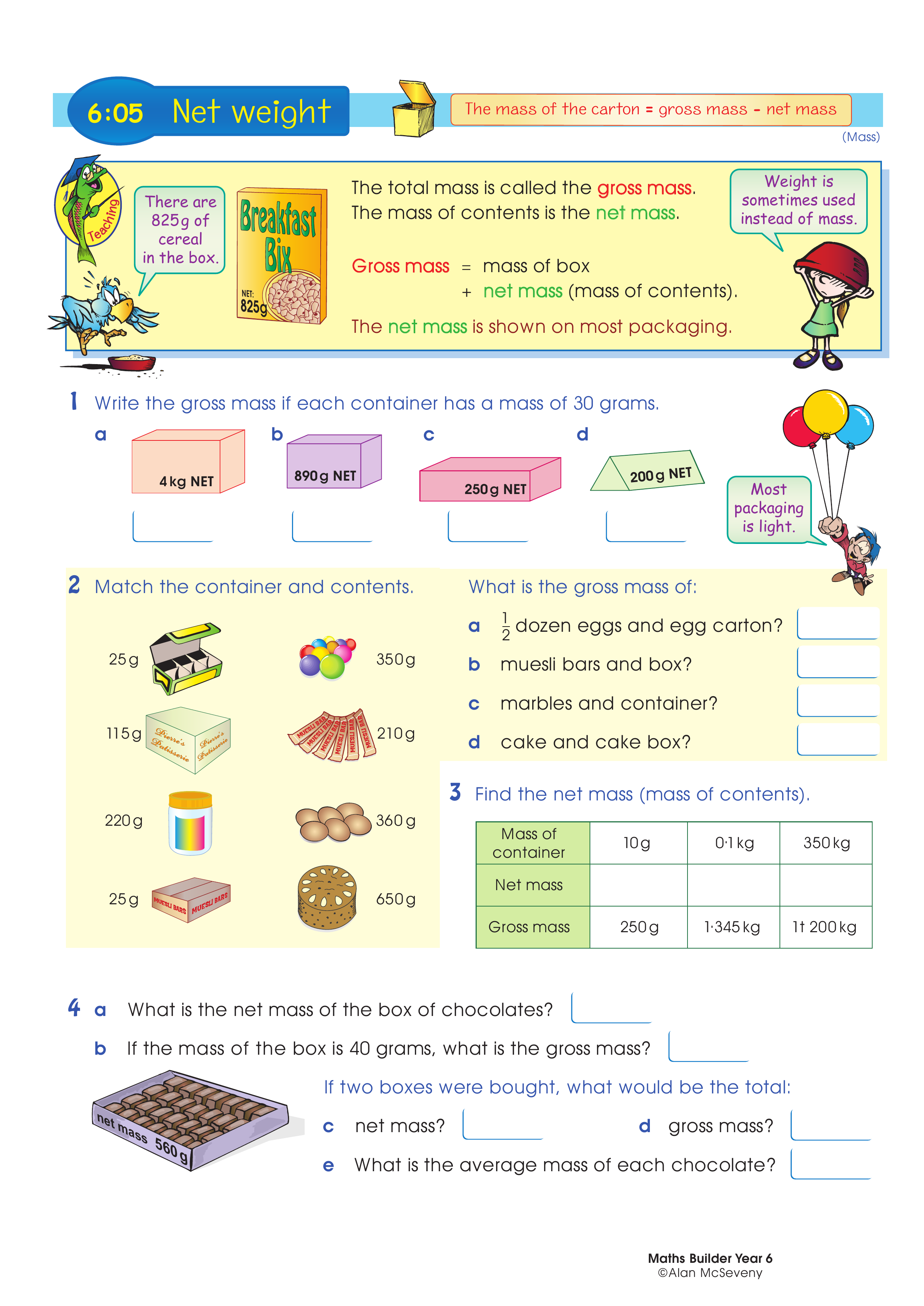 Net weight — worksheet preview