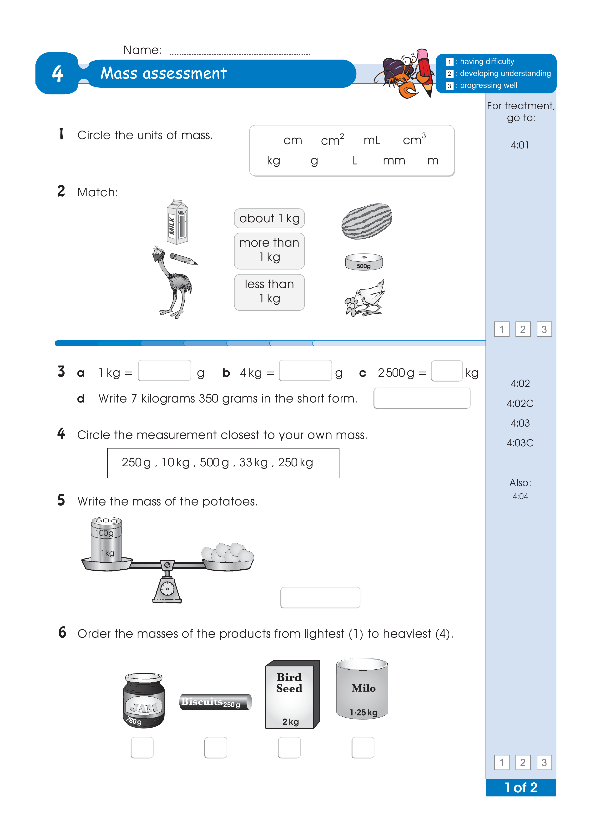 Assessment for the whole of Level 4 — worksheet preview