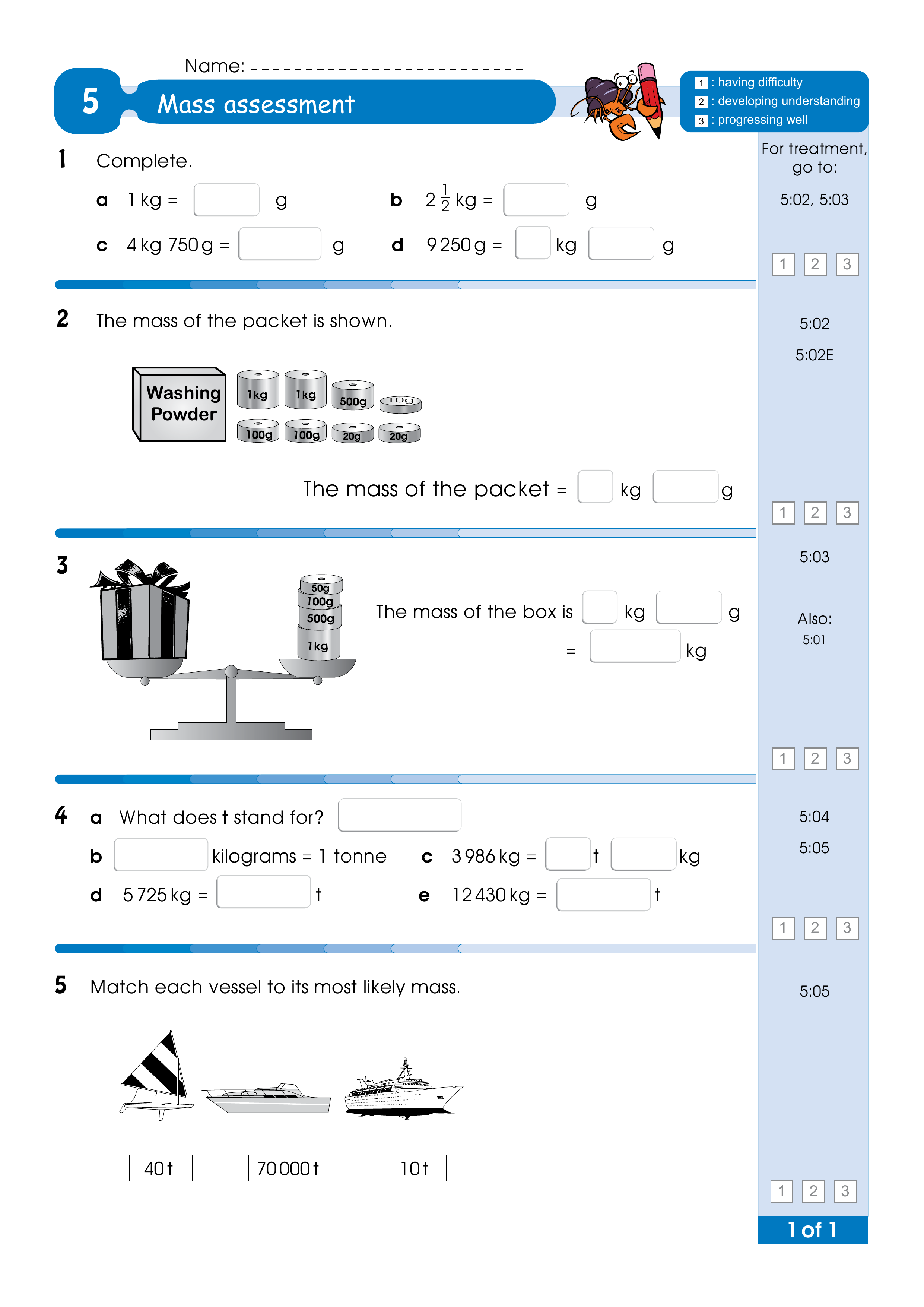 Assessment for the whole of Level 5 — worksheet preview