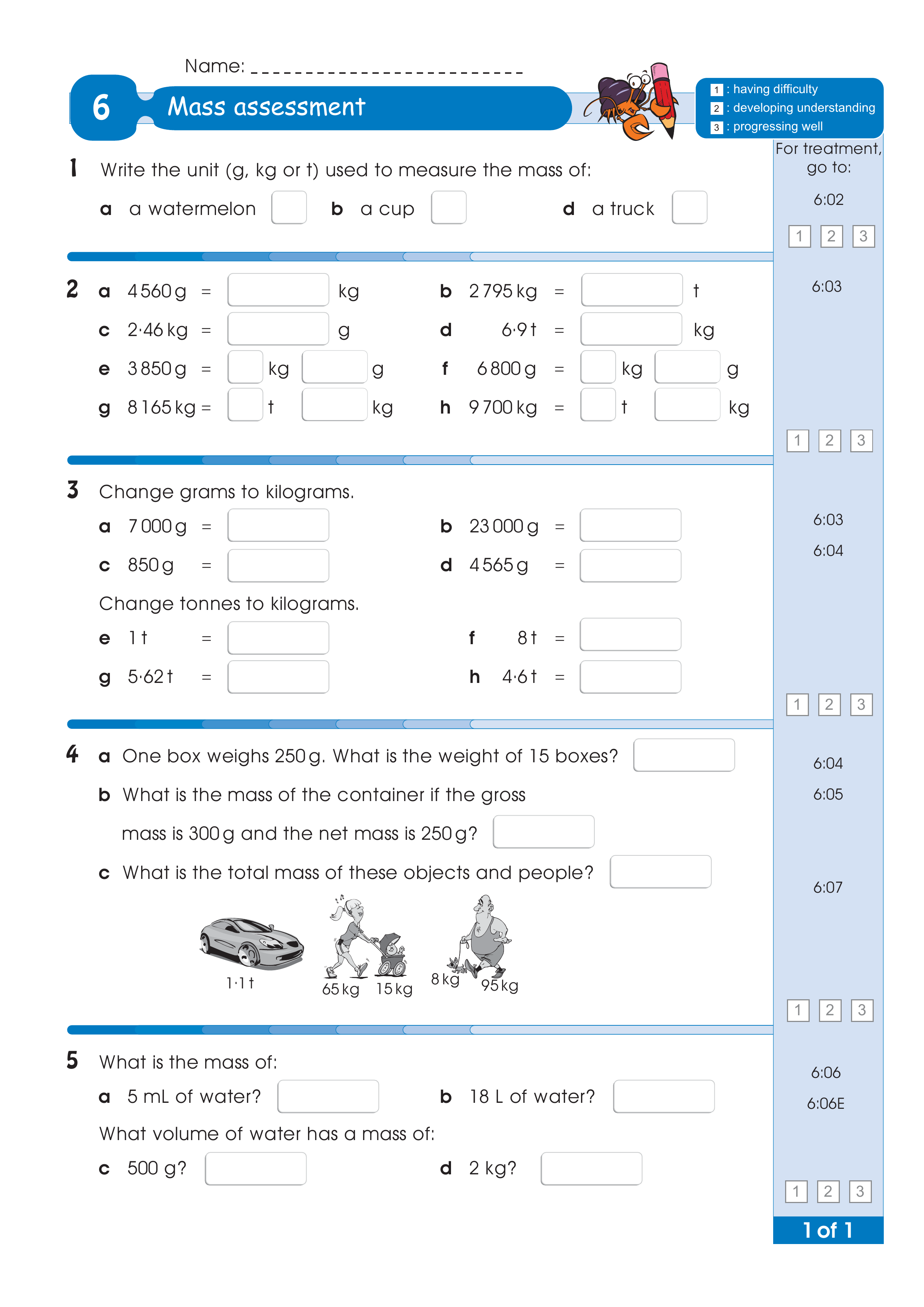 Assessment for the whole of Level 6 — worksheet preview