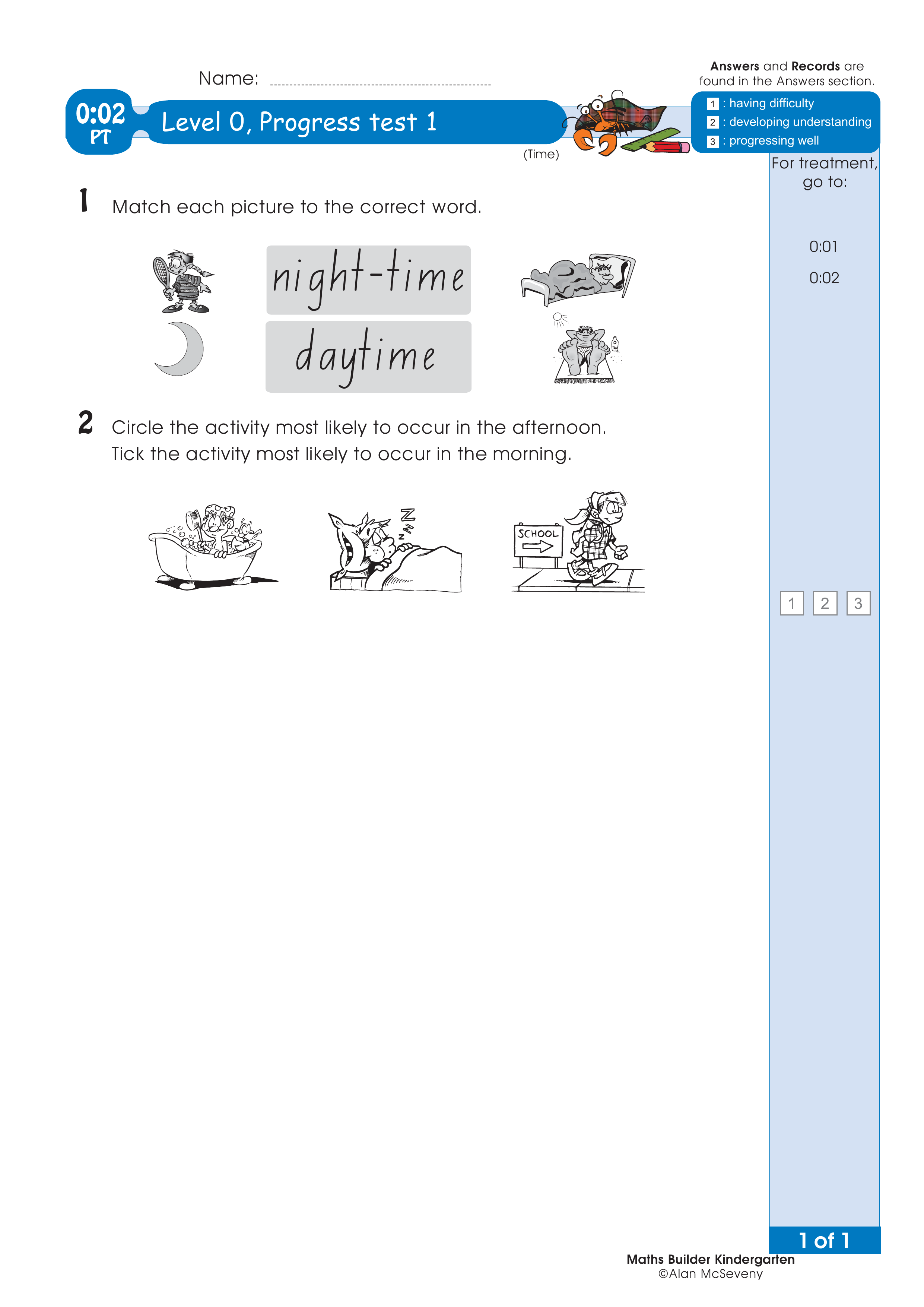 Progress test — worksheet preview