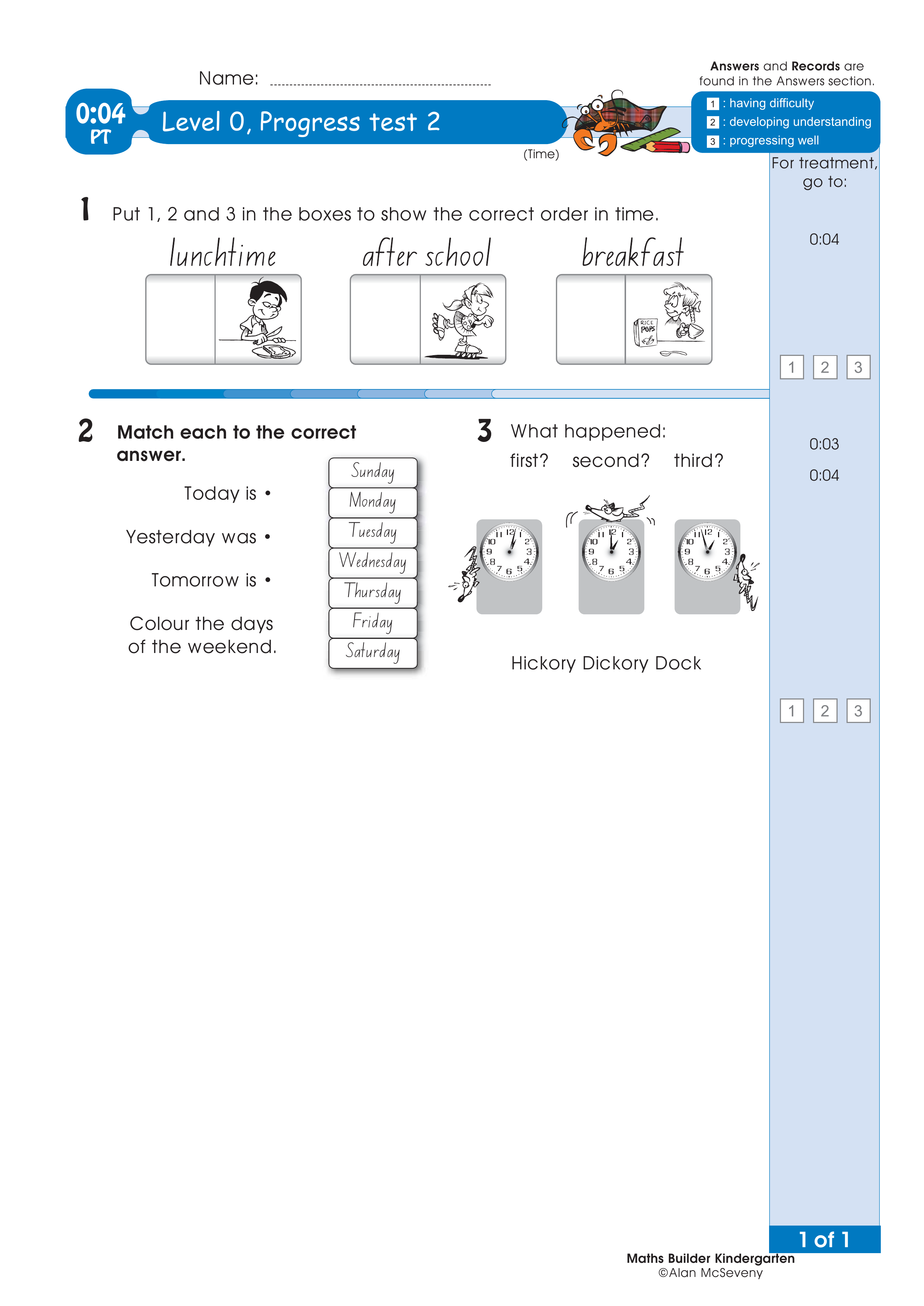 Progress test — worksheet preview