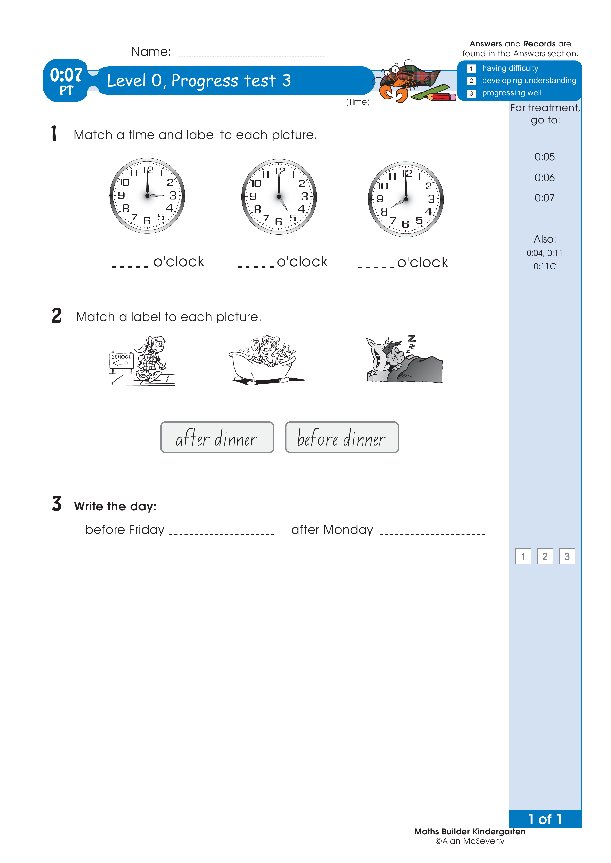 Progress test — worksheet preview