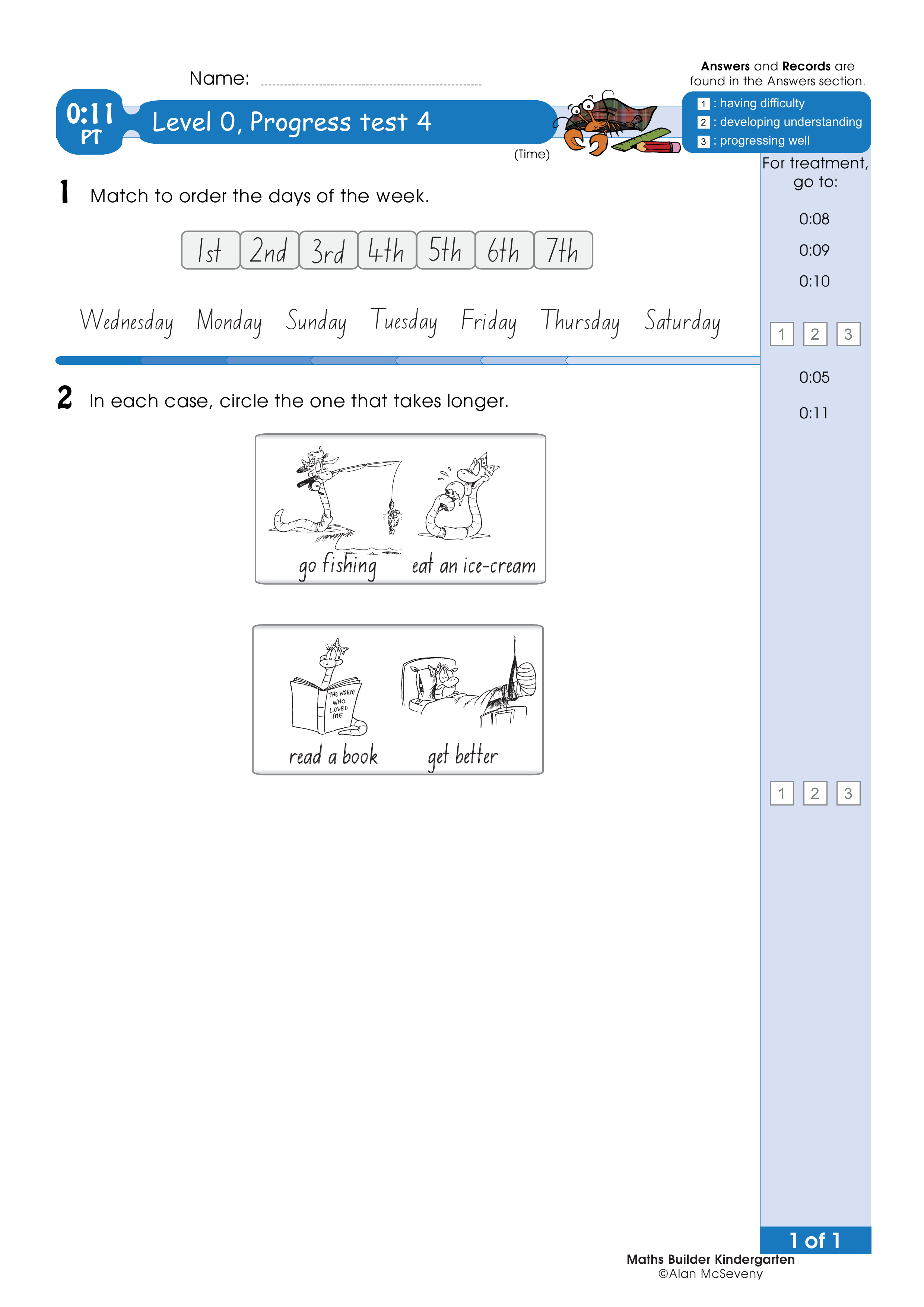 Progress test — worksheet preview