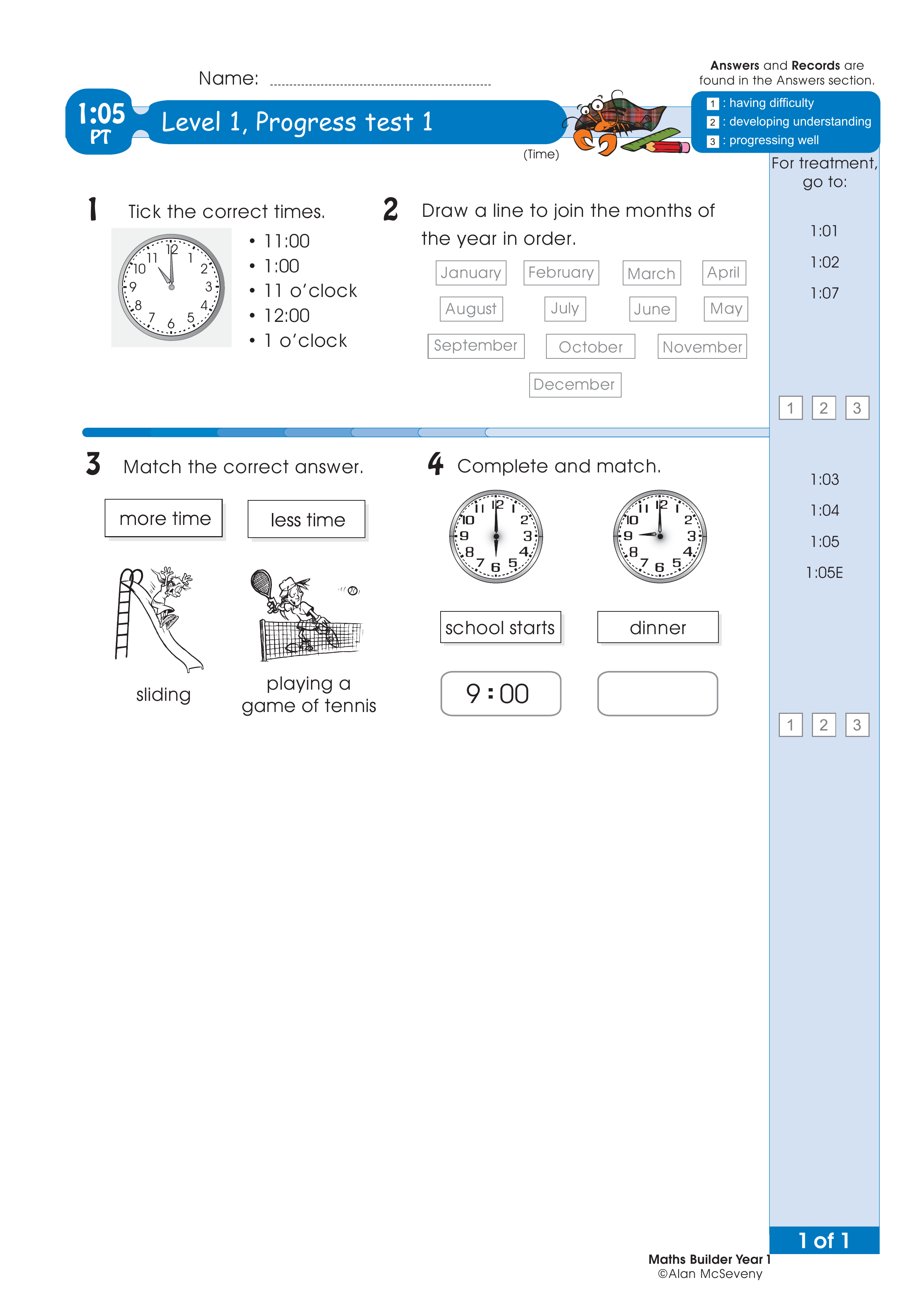 Progress test — worksheet preview