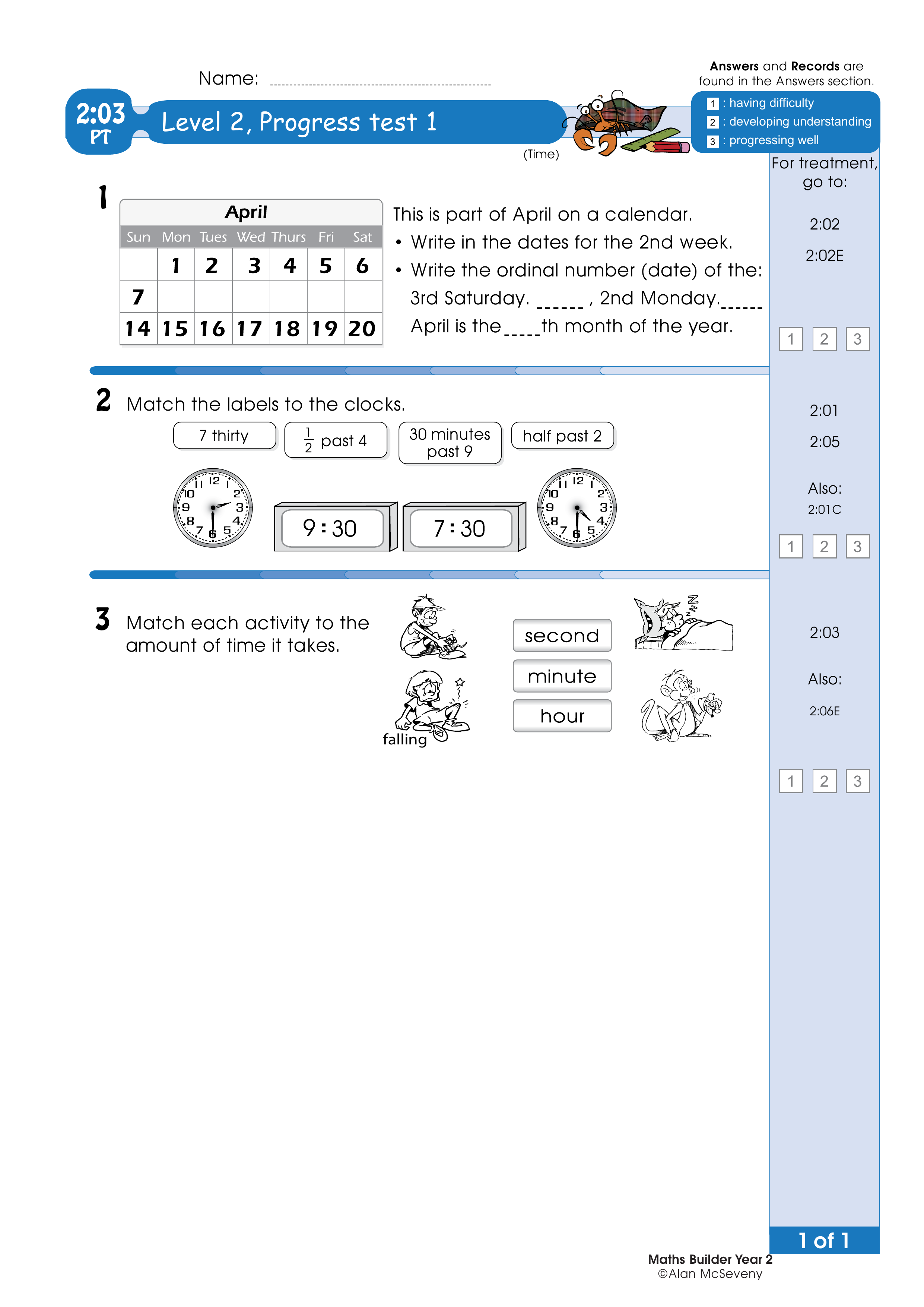 Progress test — worksheet preview