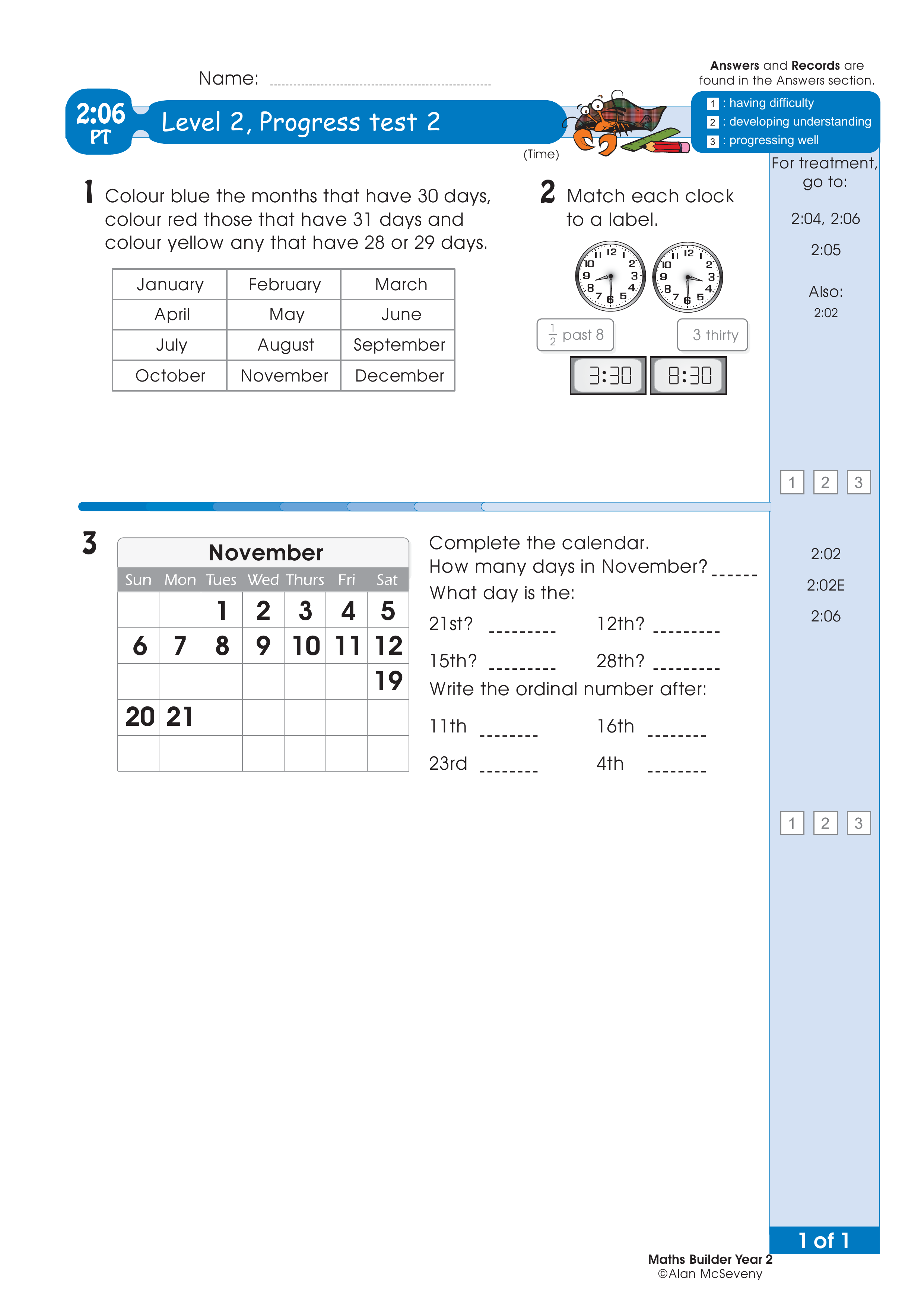 Progress test — worksheet preview
