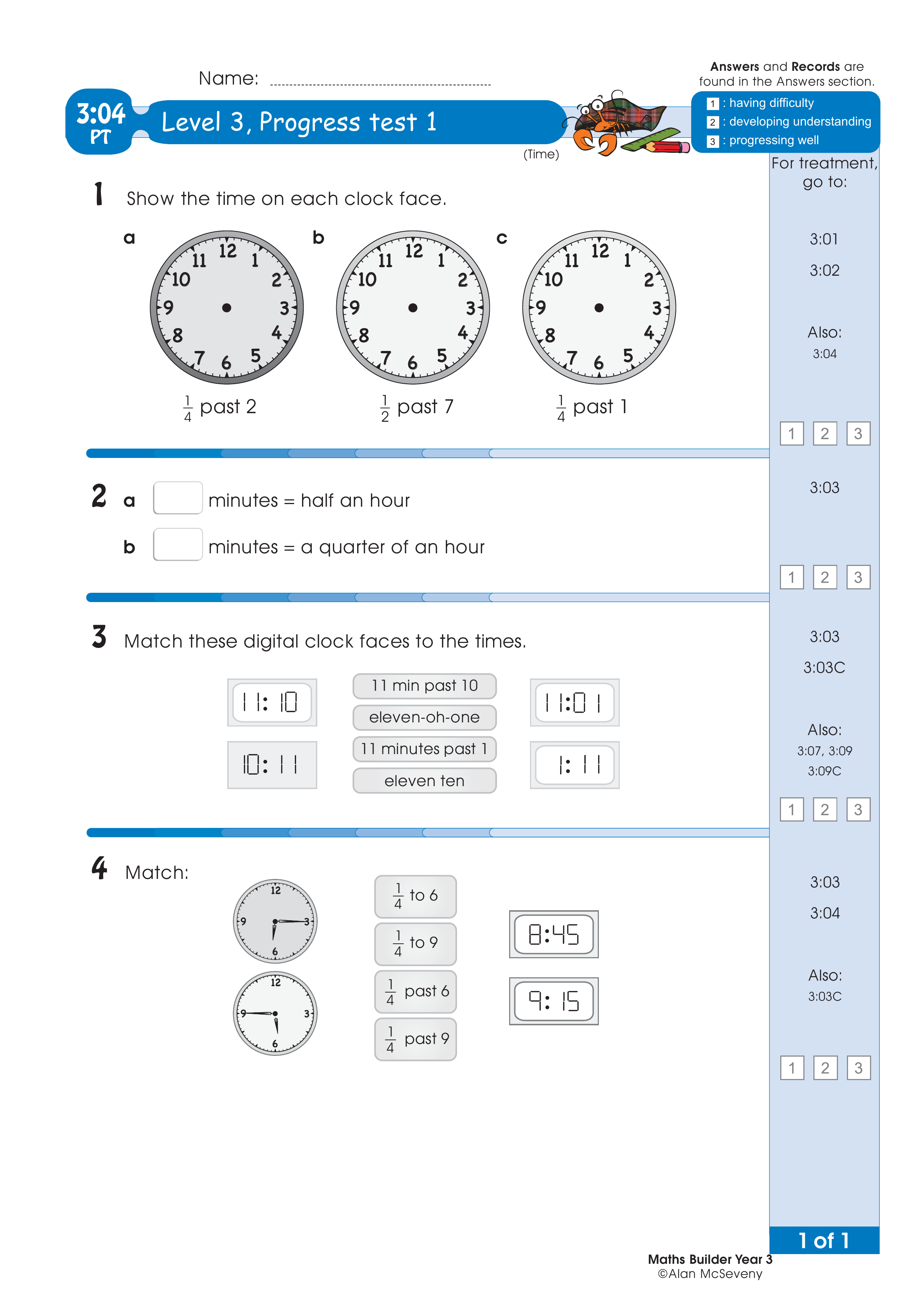 Progress test — worksheet preview